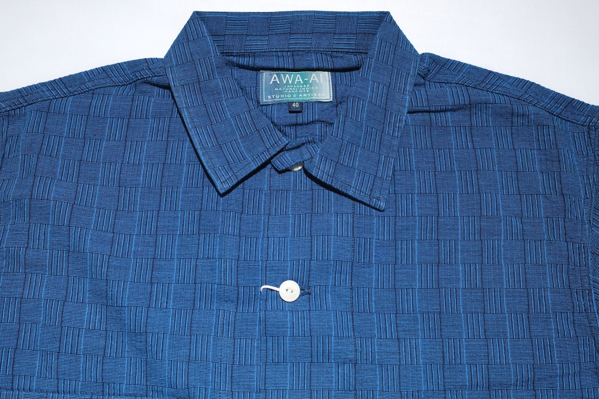 Studio D'Artisan Lightweight "Shijira Awa-Ai" Natural Indigo Dyed Workshirt (Drywood)