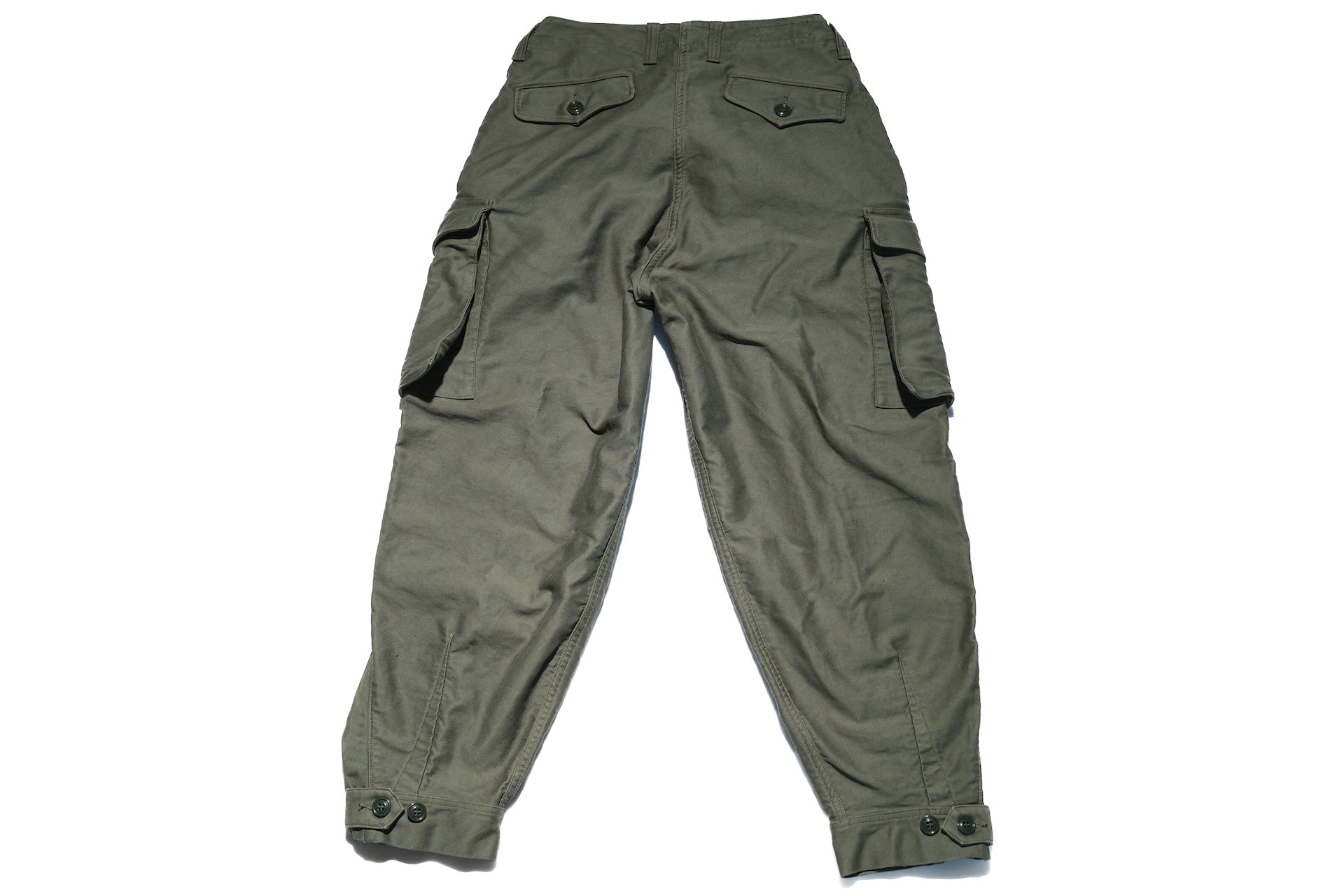 Freewheelers Heavyweight Moleskin "Ground Crew" Trousers (Olive Green)