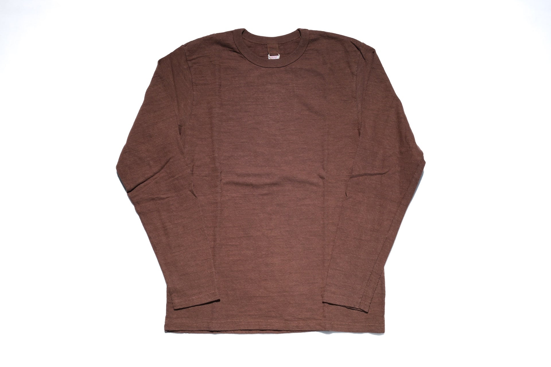 UES 9.5oz "NO.8 Slub Nep" Heavyweight L/S Plain Tee (Charcoal Brown)