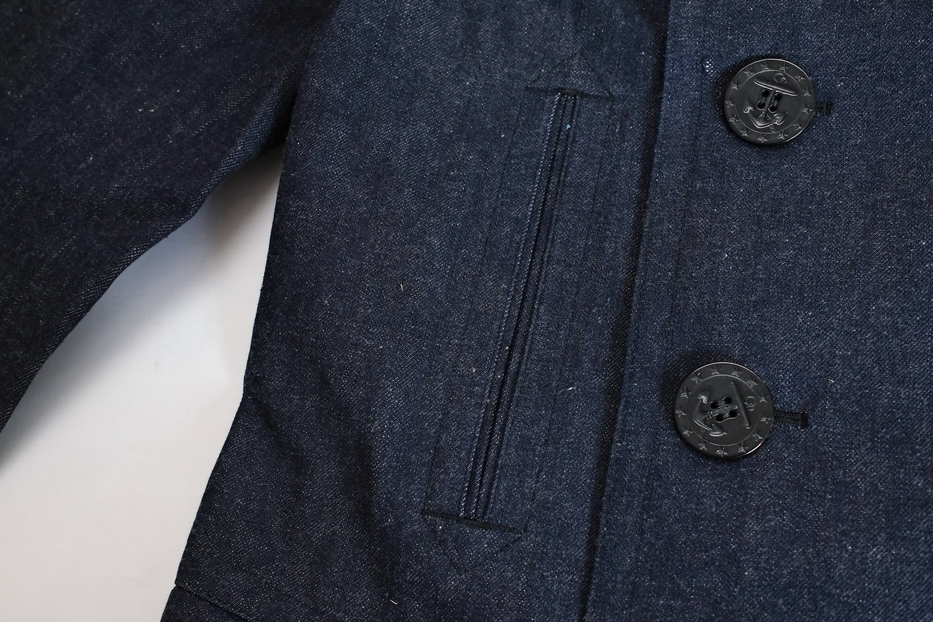 Warehouse Indigo Dyed Denim "WWI Style 13 Stars" Pea Coat