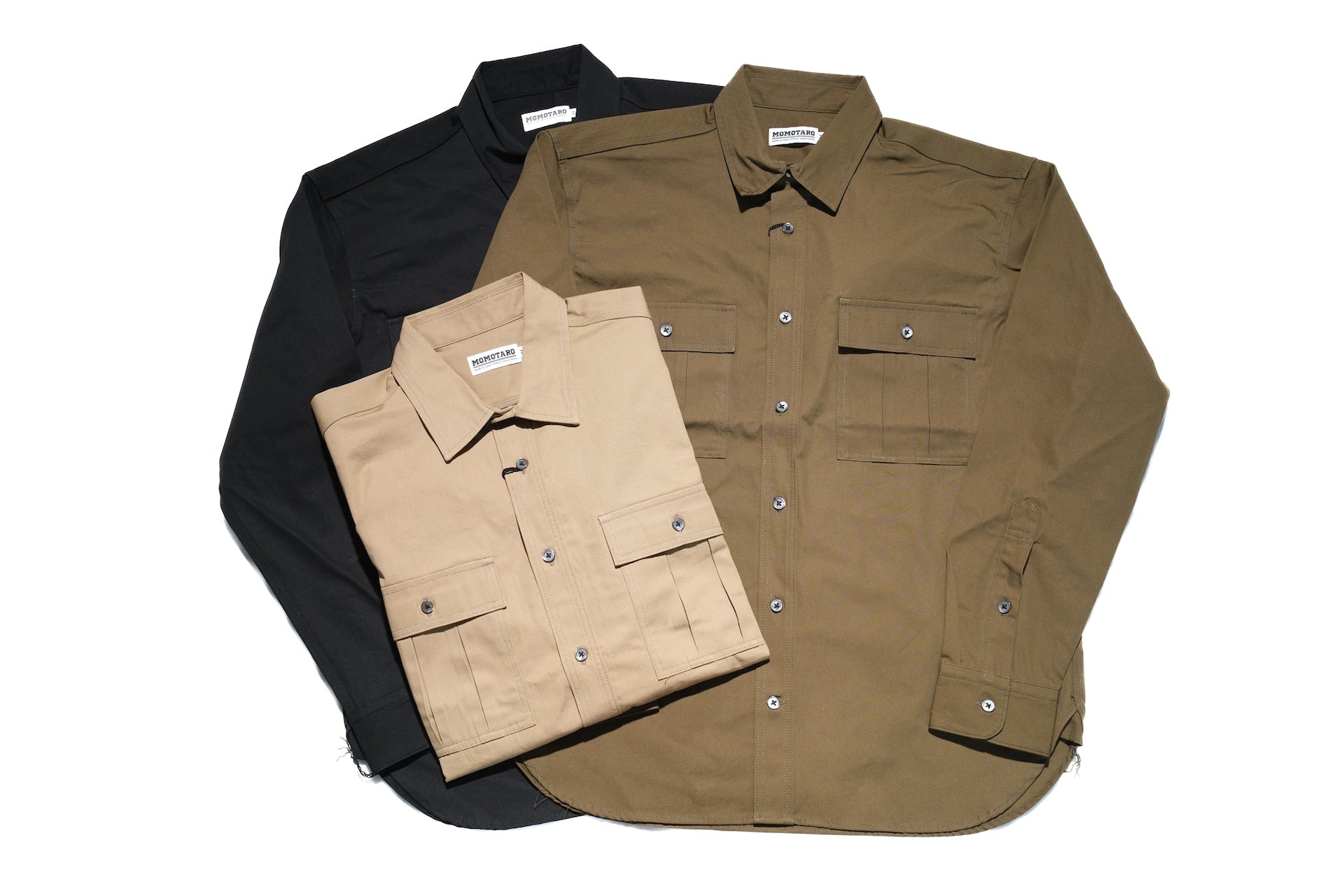 MOMOTARO JEANS 8oz Duck Canvas Military Style Workshirt (Black)