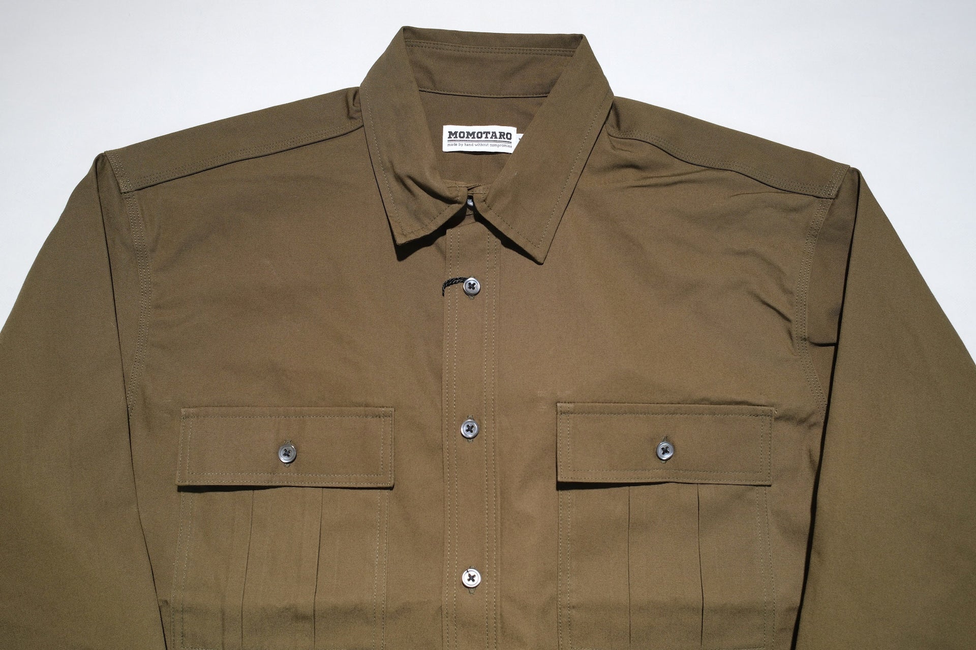 MOMOTARO JEANS 8oz Duck Canvas Military Style Workshirt (Olive)