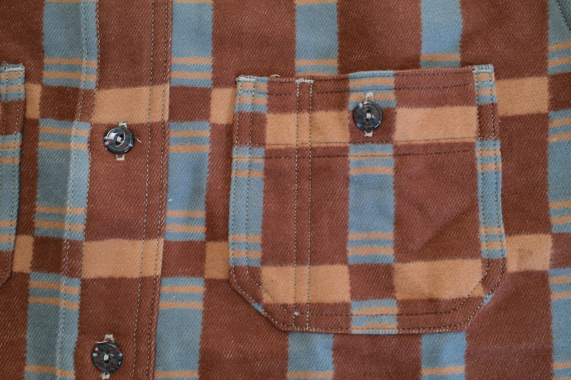 John Gluckow X Warehouse 13oz "The Heater" Heavyweight Flannel Workshirt (Brown)