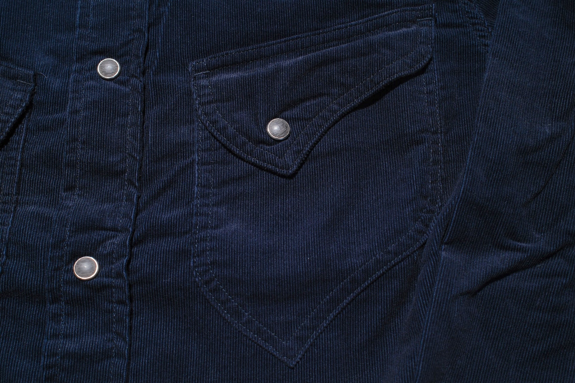 Pure Blue Japan 8oz "Silky-Smooth" Corduroy Western Shirt (Navy)
