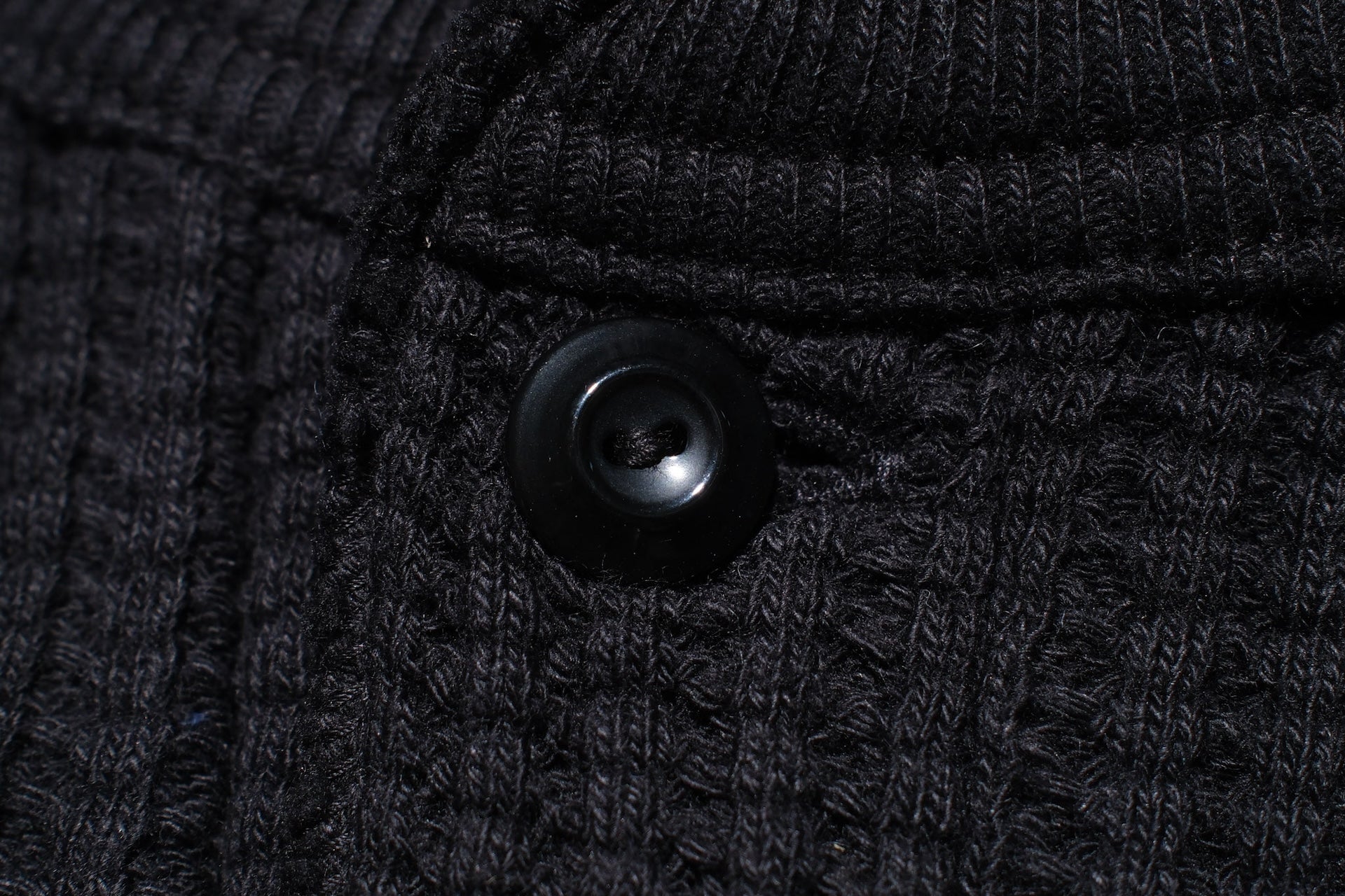 UES Ultra Heavyweight "Big Waffle" L/S Henley Thermal (Black)