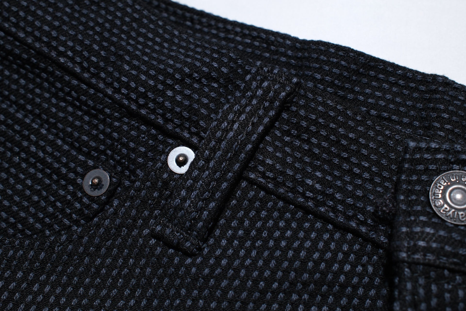 Pure Blue Japan 12.5oz "Double-Warps" Sashiko Trousers (Grey X Black)