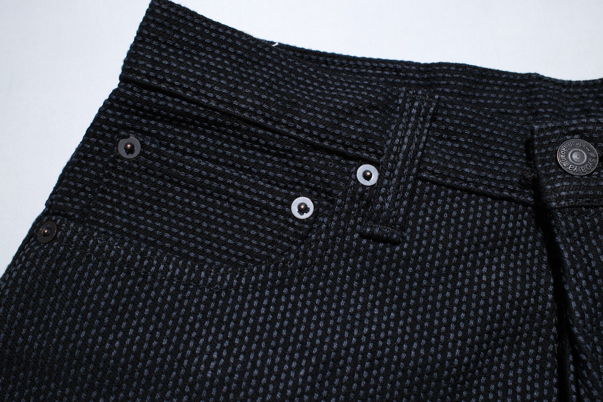 Pure Blue Japan 12.5oz "Double-Warps" Sashiko Trousers (Grey X Black)