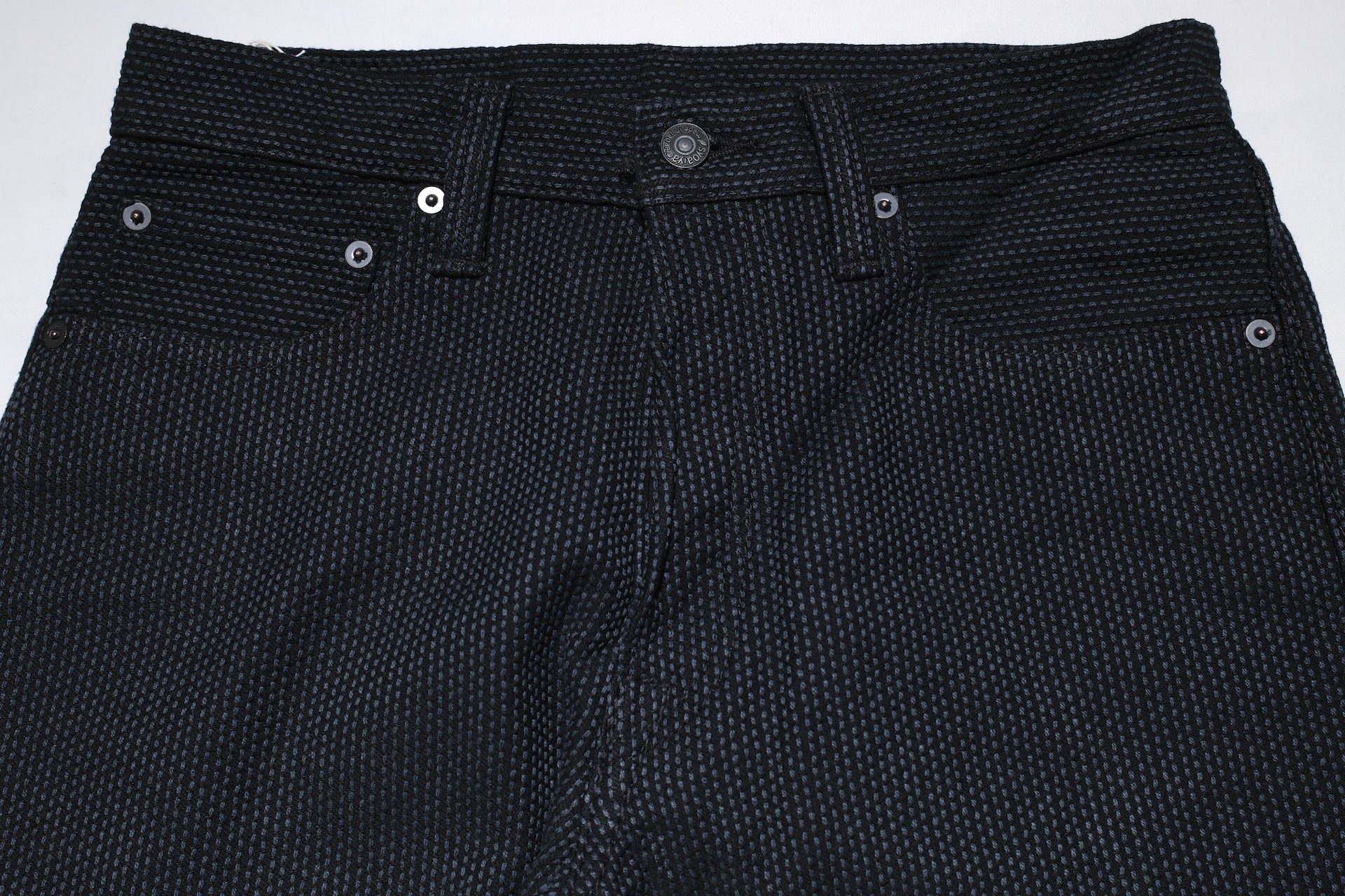 Pure Blue Japan 12.5oz "Double-Warps" Sashiko Trousers (Grey X Black)