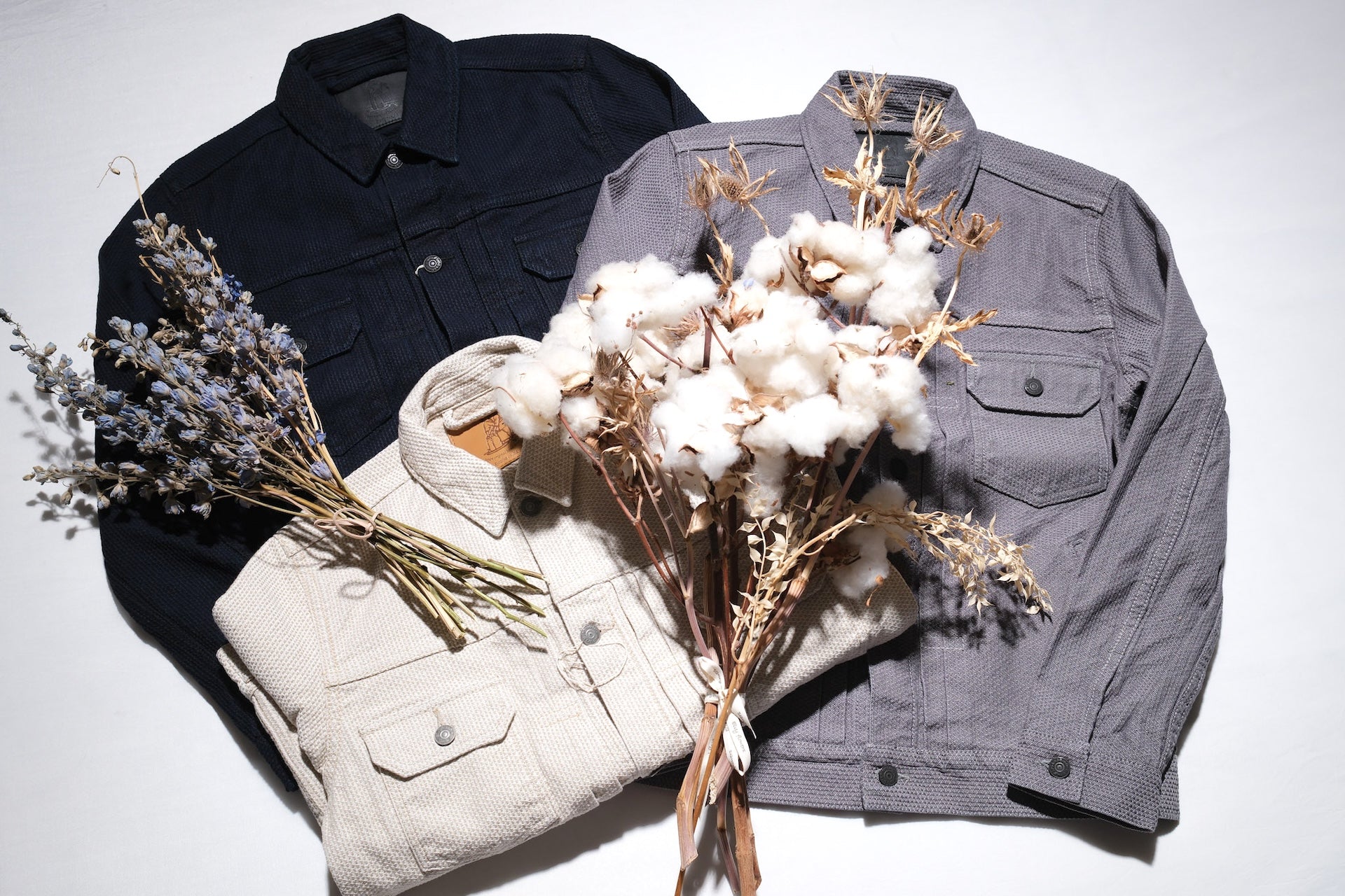 Pure Blue Japan 12.5oz "Double-Warps" Sashiko Type 2 Jacket (Heather Grey X Black)