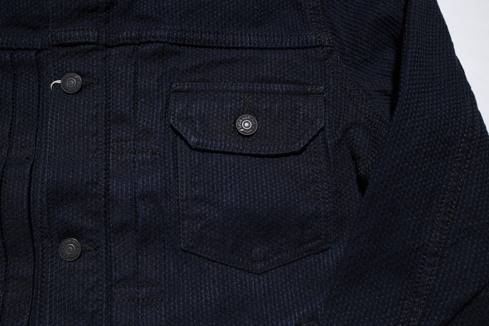 Pure Blue Japan 12.5oz "Double-Warps" Sashiko Type 2 Jacket (Indigo X Black)