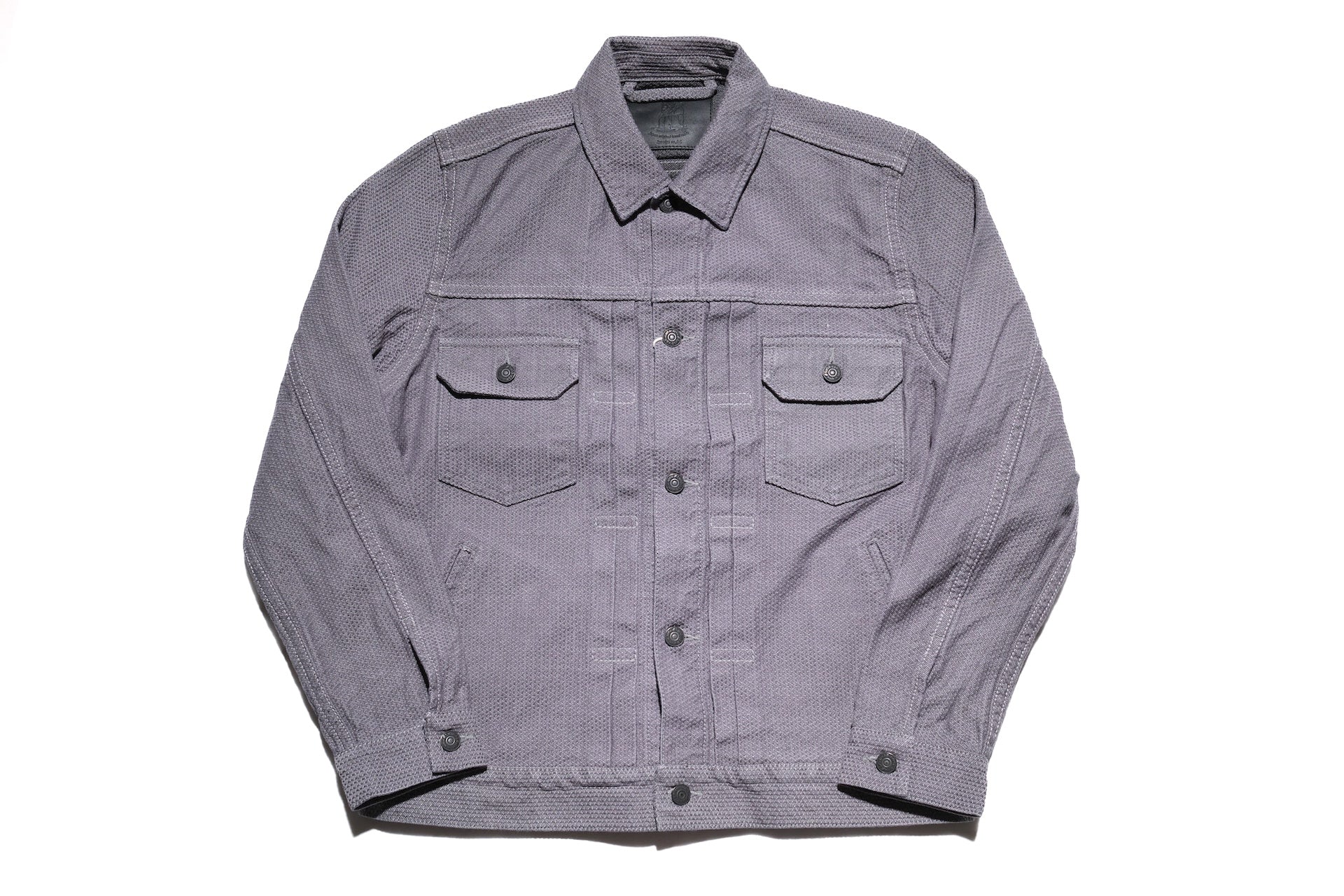 Pure Blue Japan 12.5oz "Double-Warps" Sashiko Type 2 Jacket (Heather Grey X Black)
