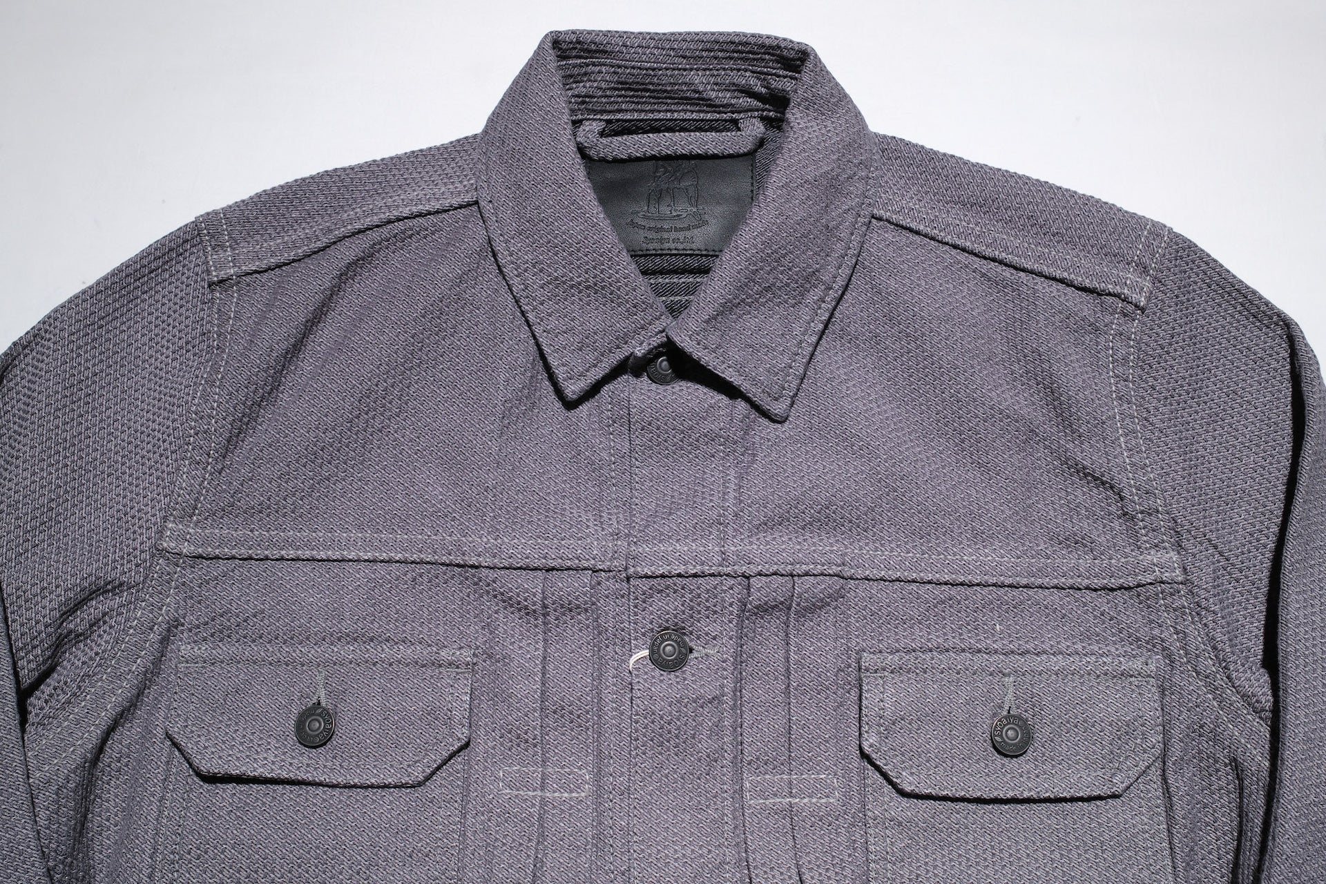 Pure Blue Japan 12.5oz "Double-Warps" Sashiko Type 2 Jacket (Heather Grey X Black)