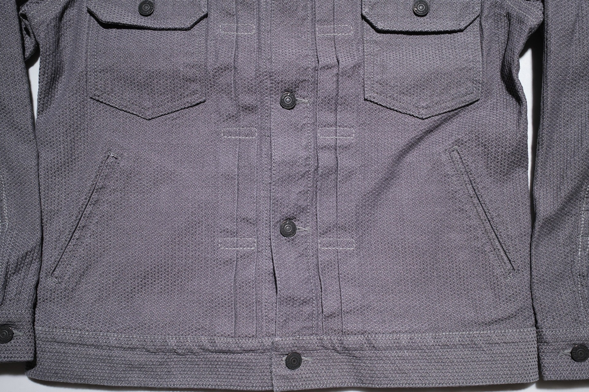 Pure Blue Japan 12.5oz "Double-Warps" Sashiko Type 2 Jacket (Heather Grey X Black)