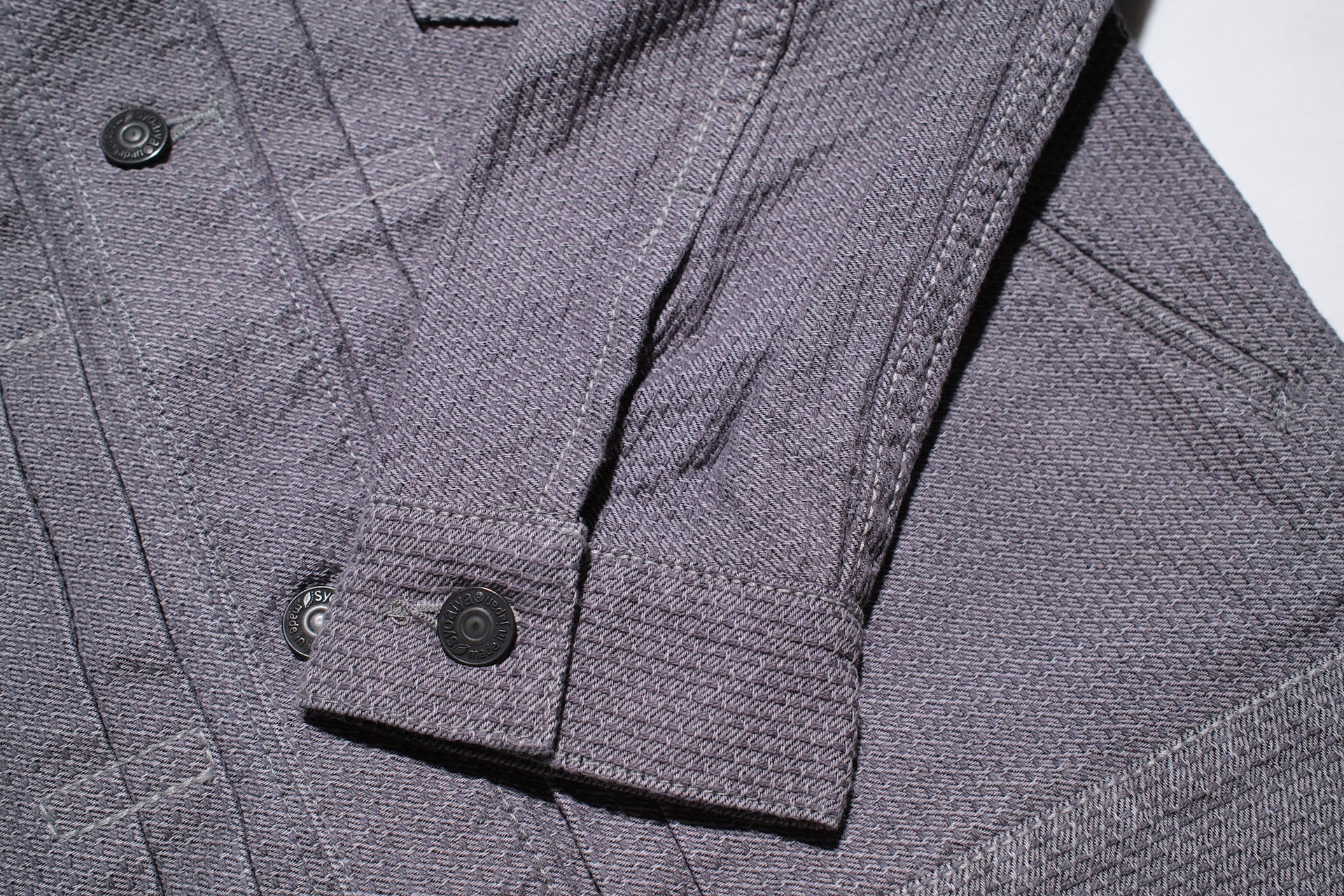 Pure Blue Japan 12.5oz "Double-Warps" Sashiko Type 2 Jacket (Heather Grey X Black)
