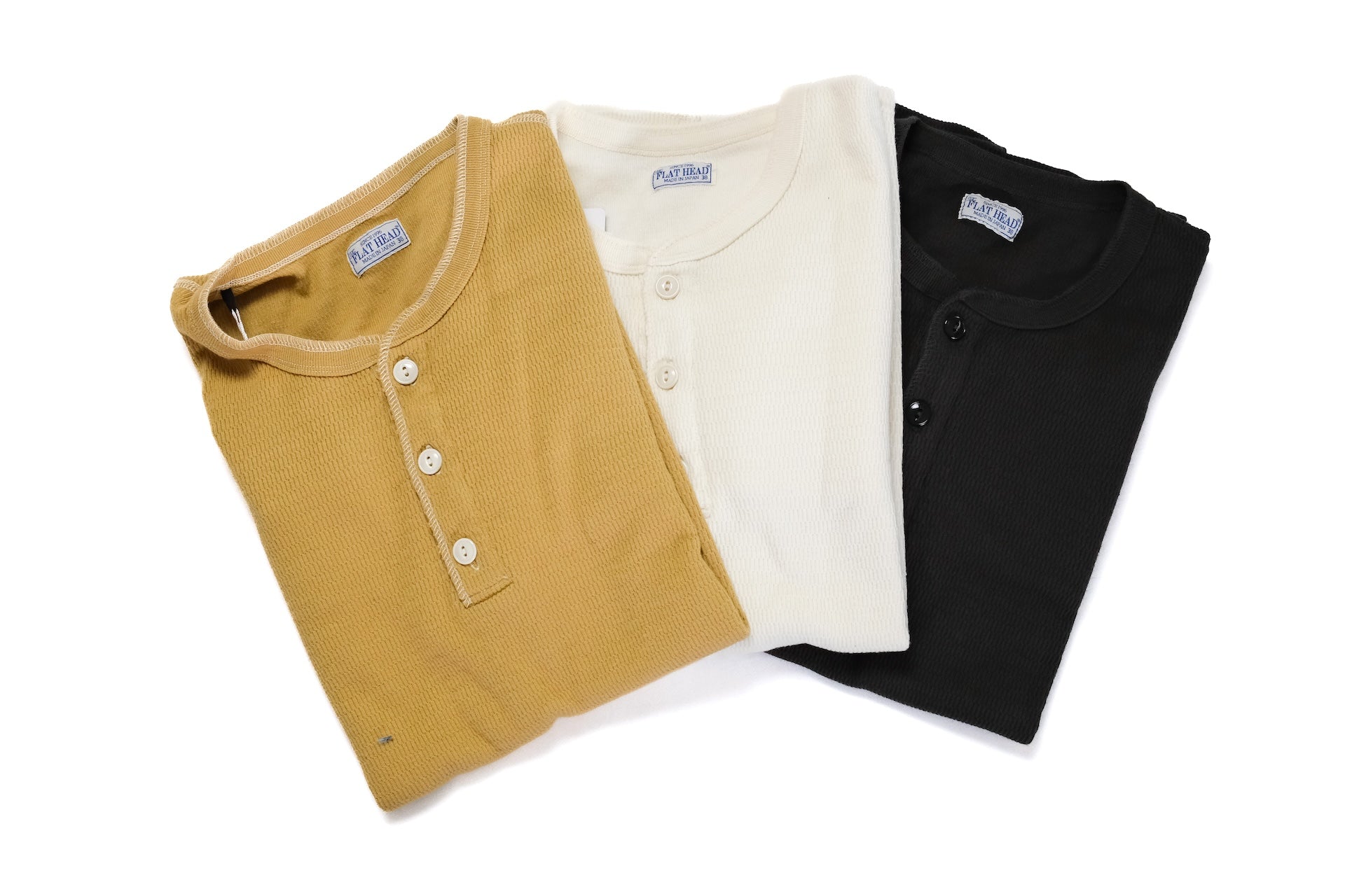 The Flat Head "Standard" L/S Henley Thermal Tee (Mustard)