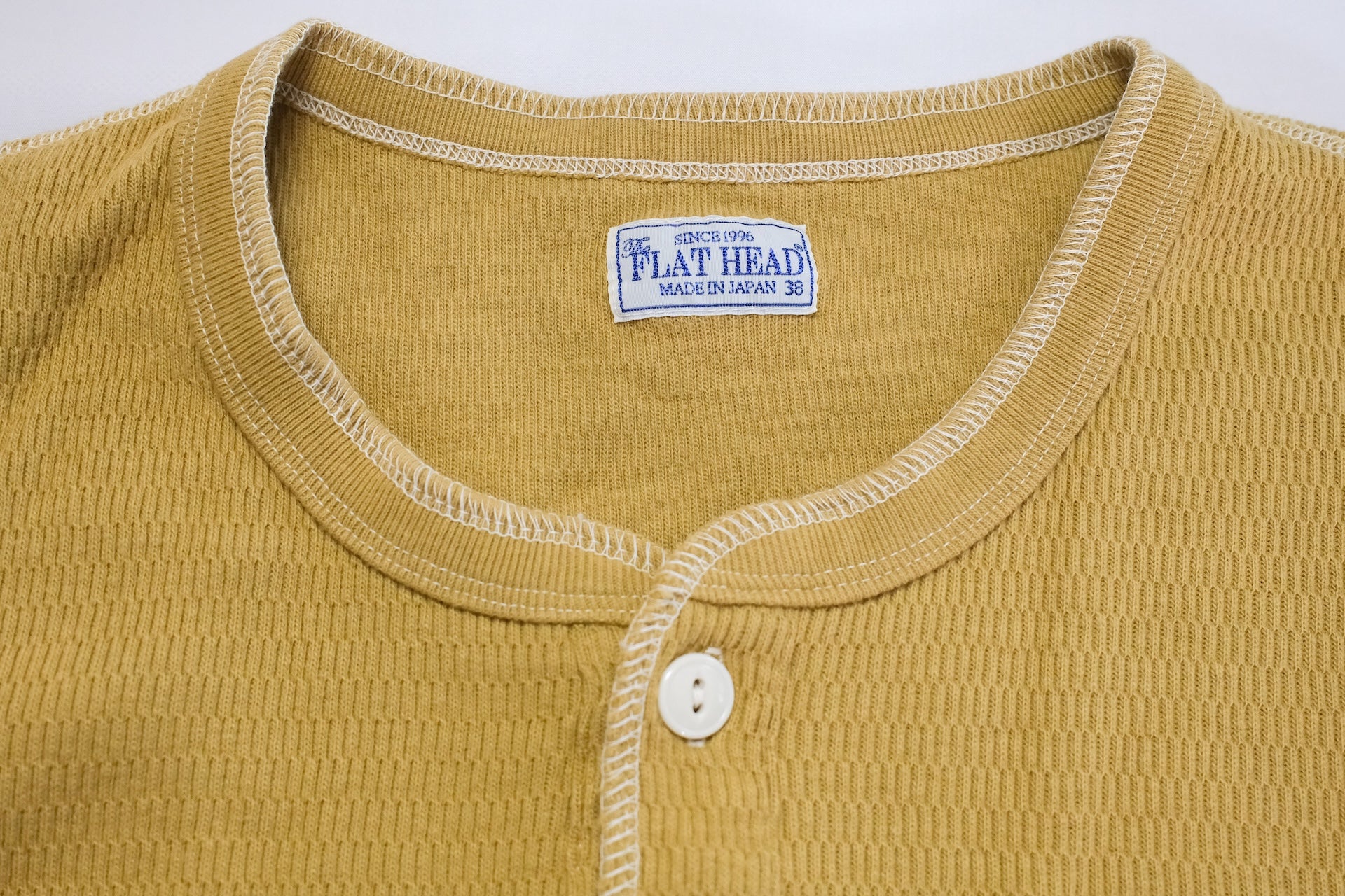 The Flat Head "Standard" L/S Henley Thermal Tee (Mustard)