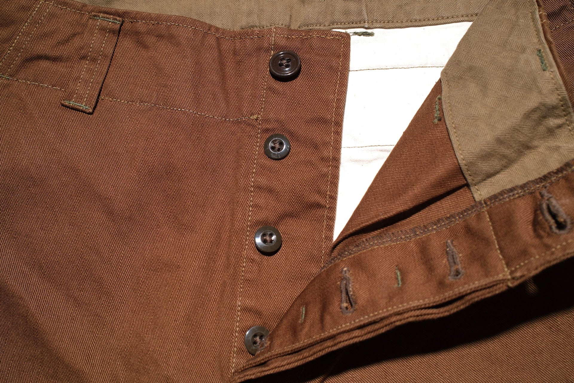 Freewheelers Heavyweight Cotton Drill "Aviators' Trousers" (Dark Sepia Brown)