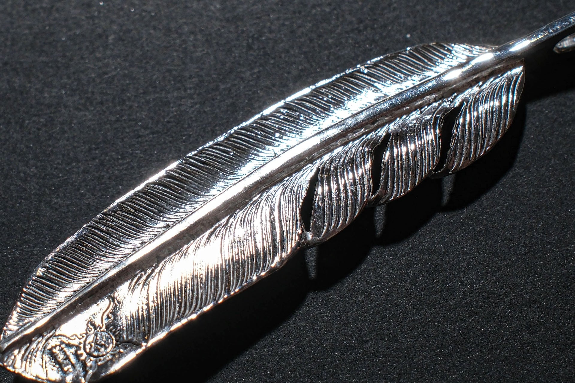 First Arrow's Large Silver Feather With Turquoise Pendant (P-003)