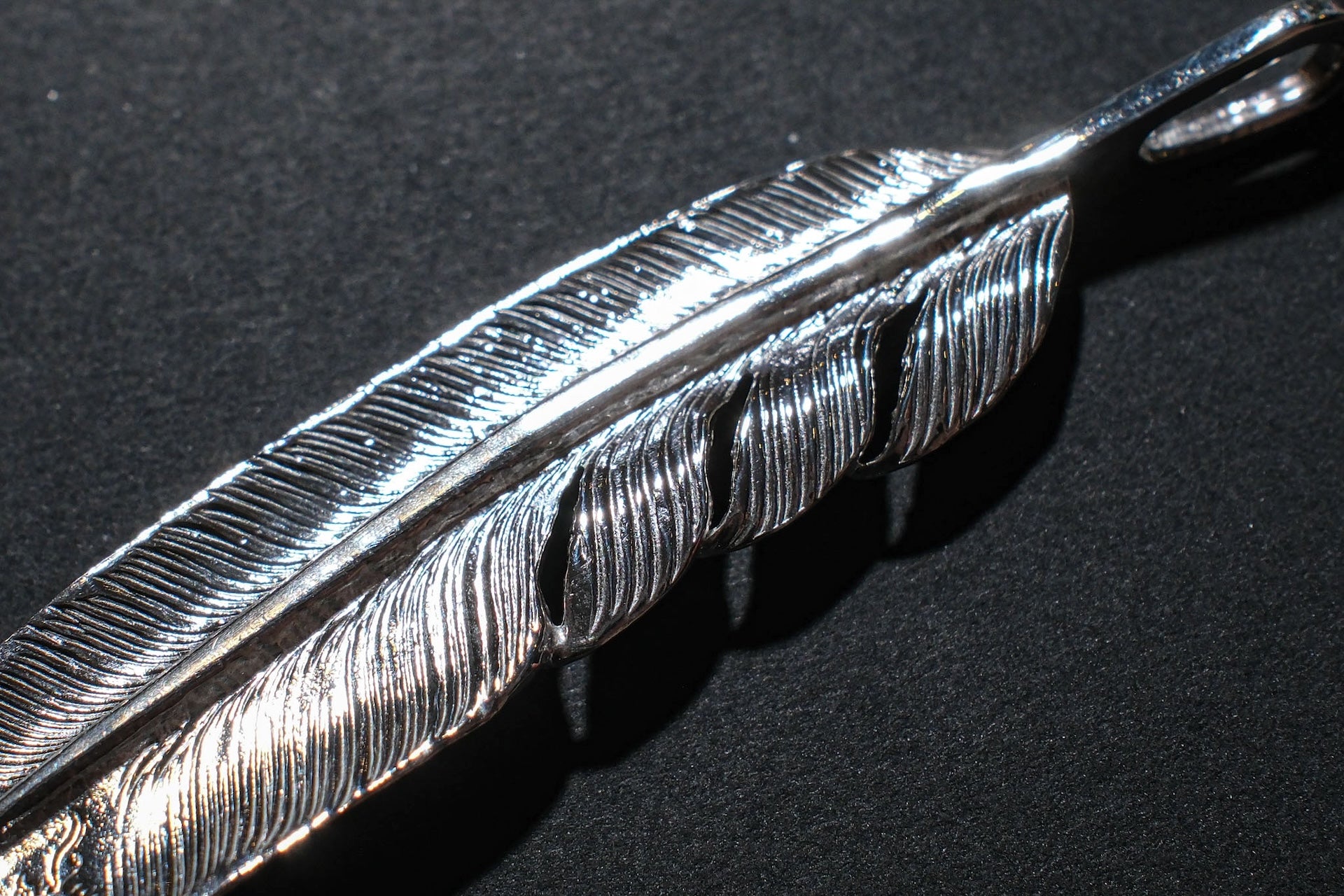 First Arrow's Large Silver Feather With Turquoise Pendant (P-003)