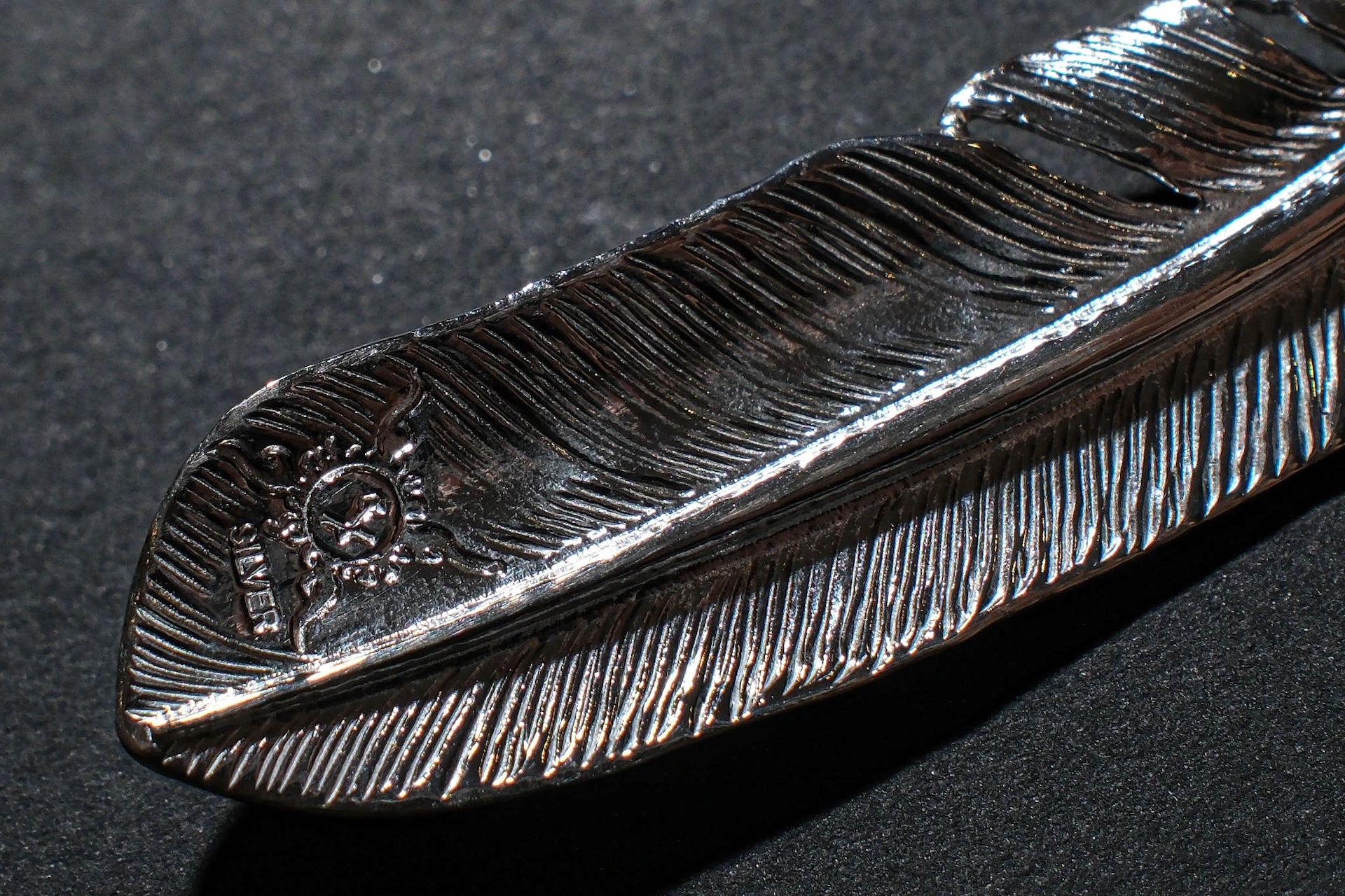 First Arrow's Large Silver Feather With Turquoise Pendant (P-003)