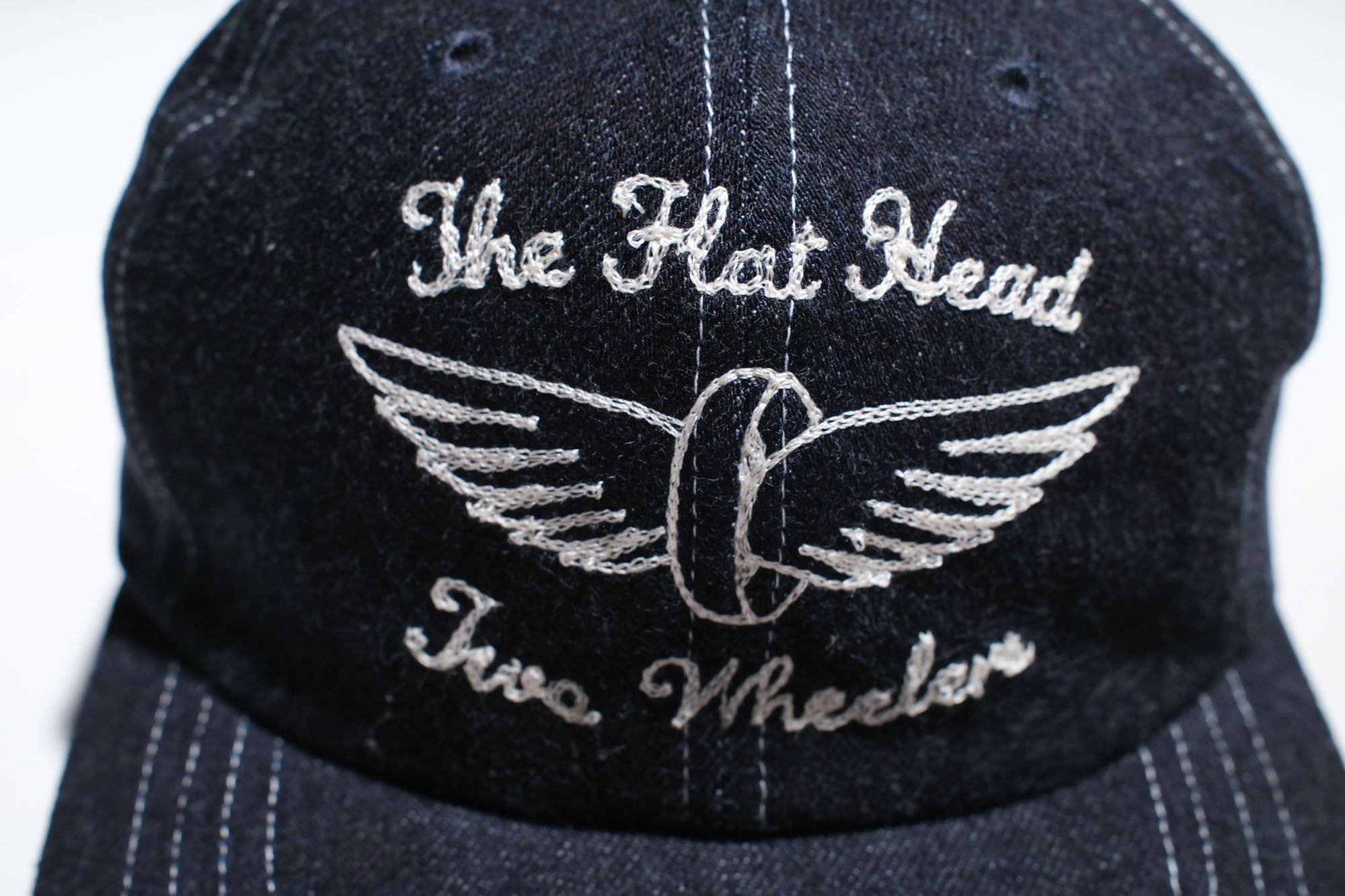 The Flat Head 12oz Selvage Denim "Flying Wheel" Trucker Cap (Grand Indigo)