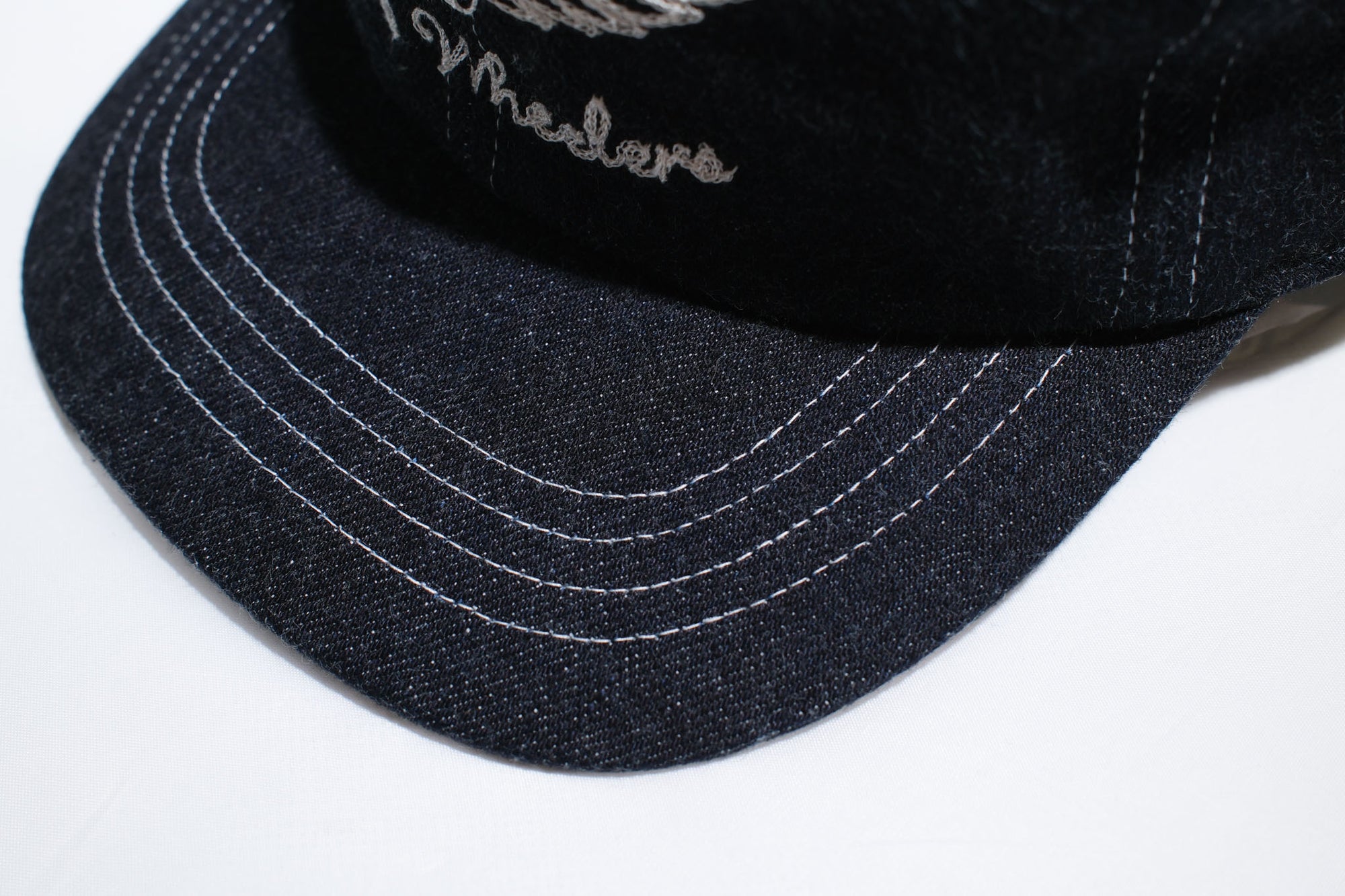 The Flat Head 12oz Selvage Denim "Flying Wheel" Trucker Cap (Grand Indigo)