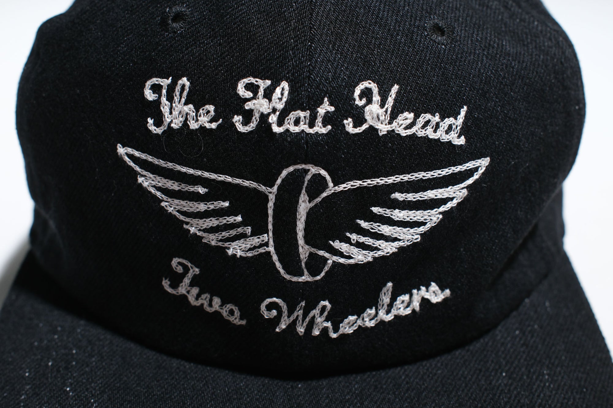 The Flat Head 12oz Selvage Denim "Flying Wheel" Trucker Cap (Solid Black)