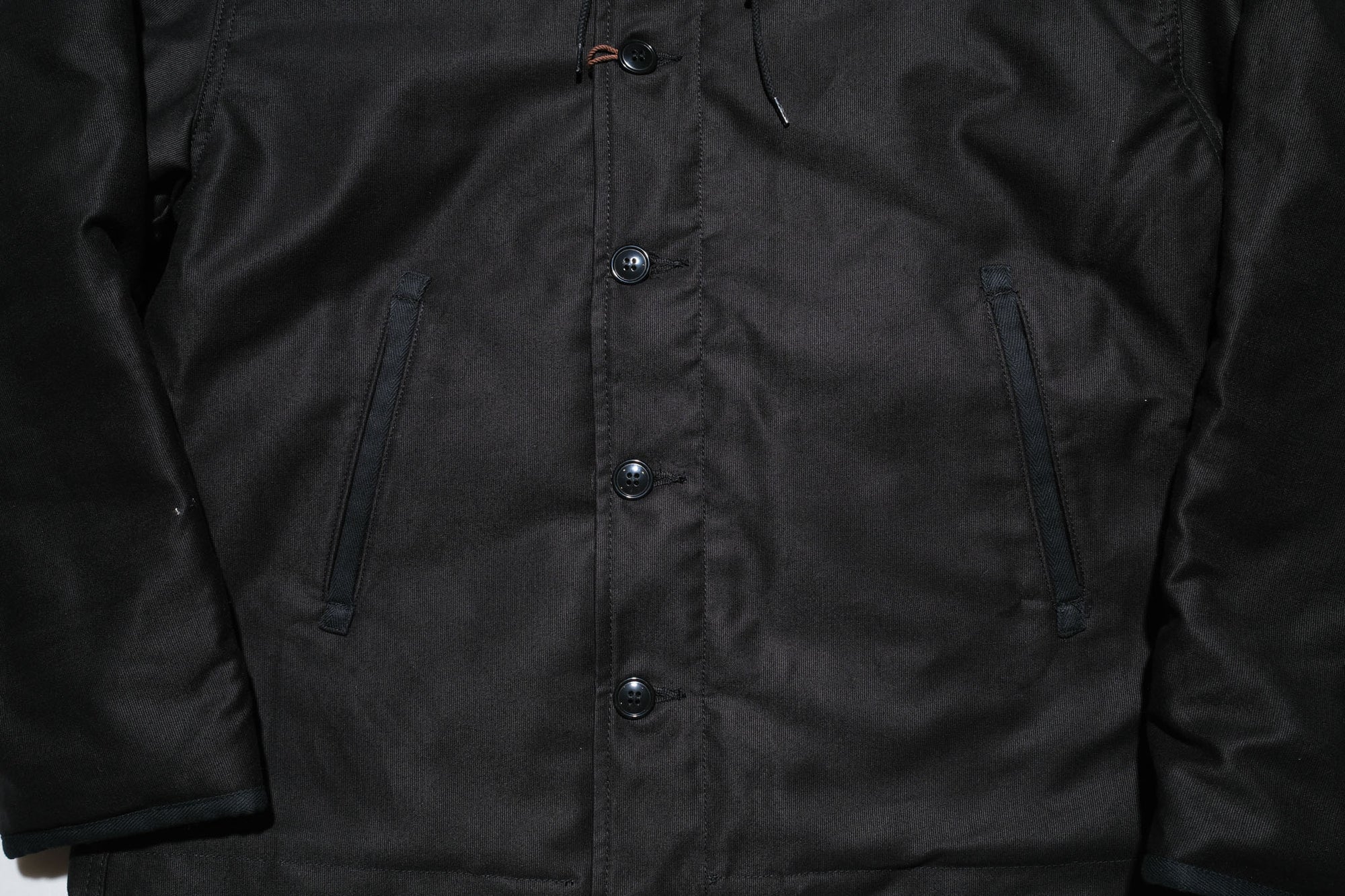 Stevenson Overall Co. Heavyweight Jungle Cloth "Navigateur" Hooded Deck Jacket (Solid Black)