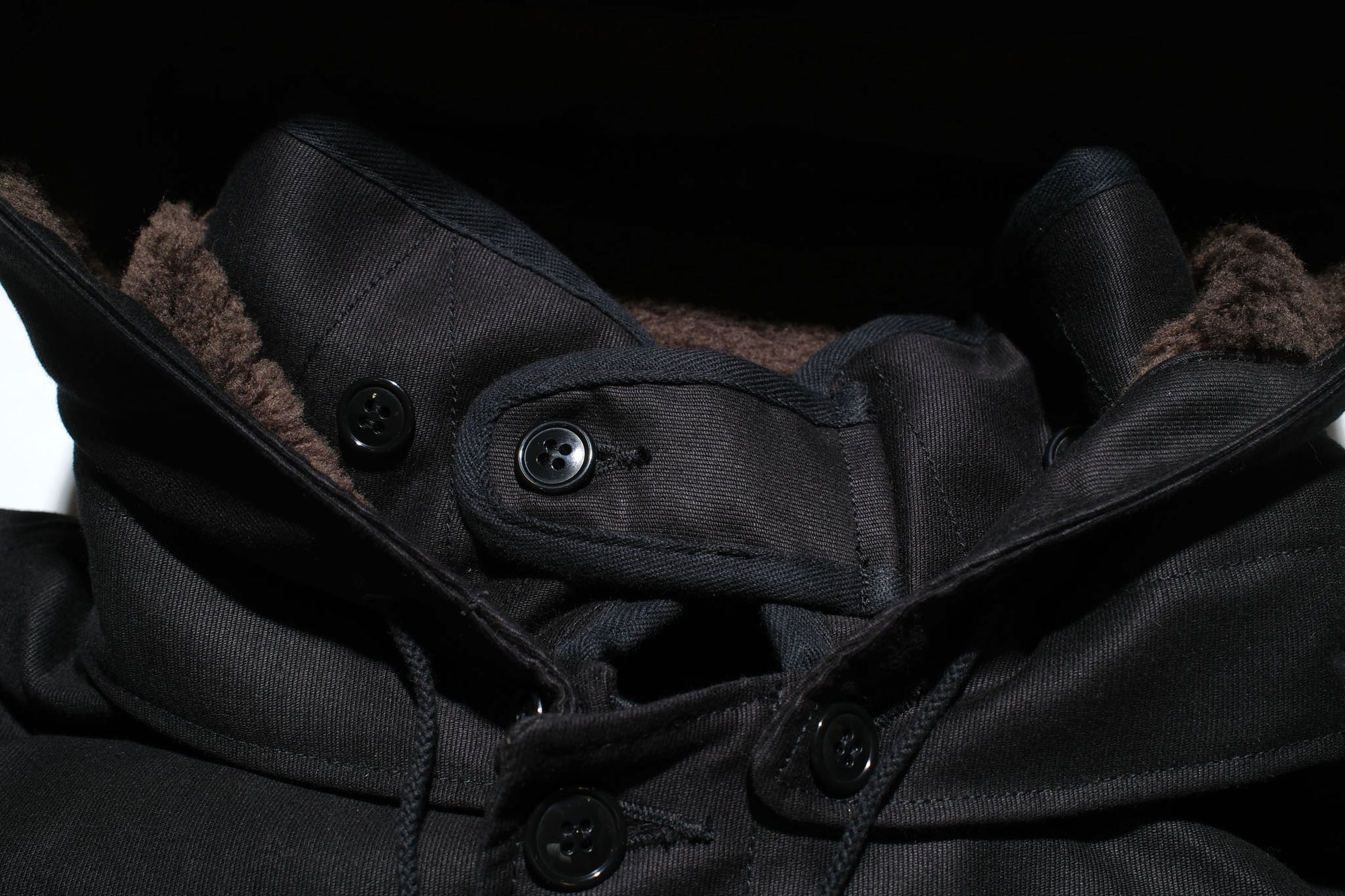 Stevenson Overall Co. Heavyweight Jungle Cloth "Navigateur" Hooded Deck Jacket (Solid Black)