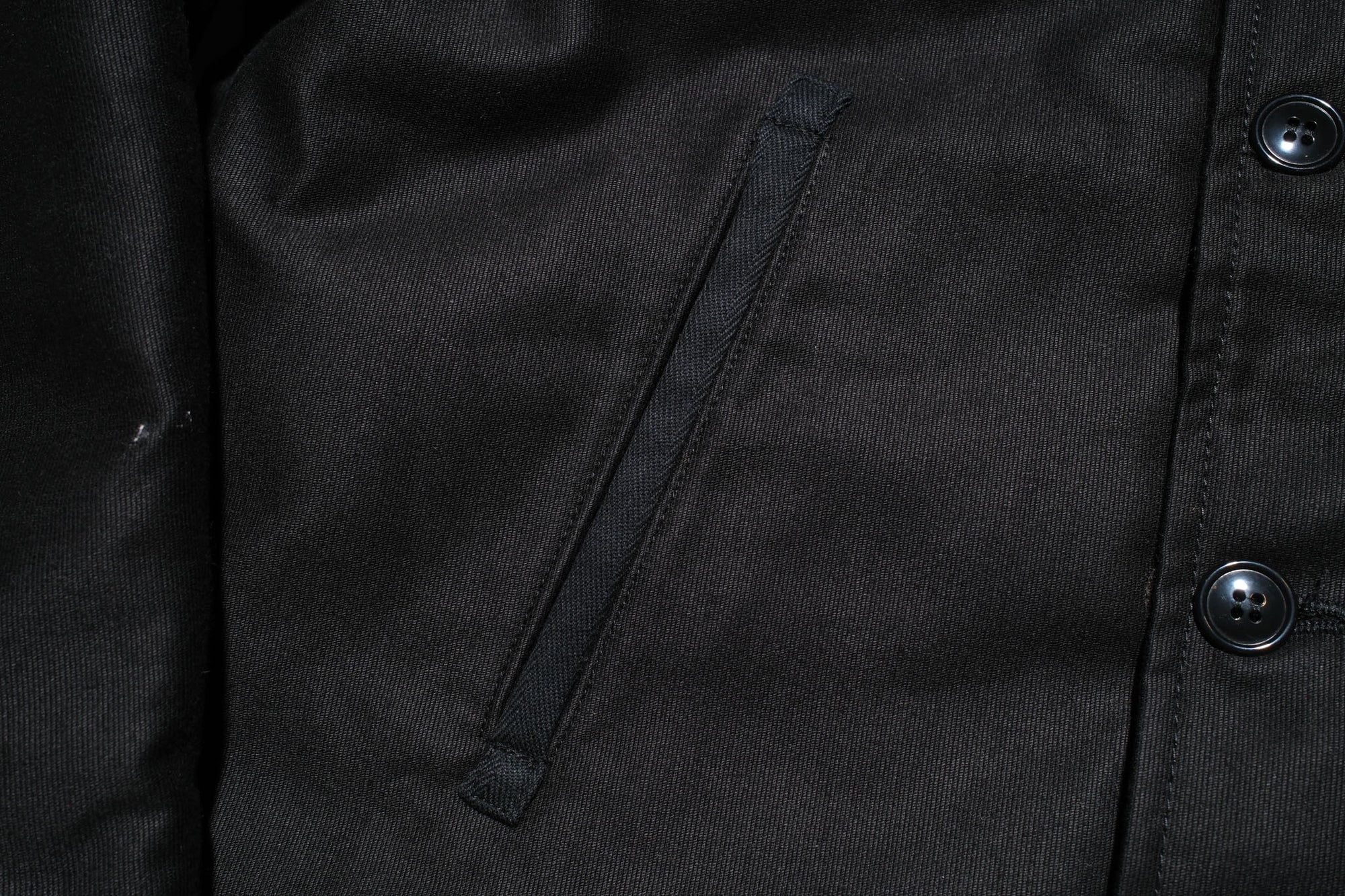 Stevenson Overall Co. Heavyweight Jungle Cloth "Navigateur" Hooded Deck Jacket (Solid Black)