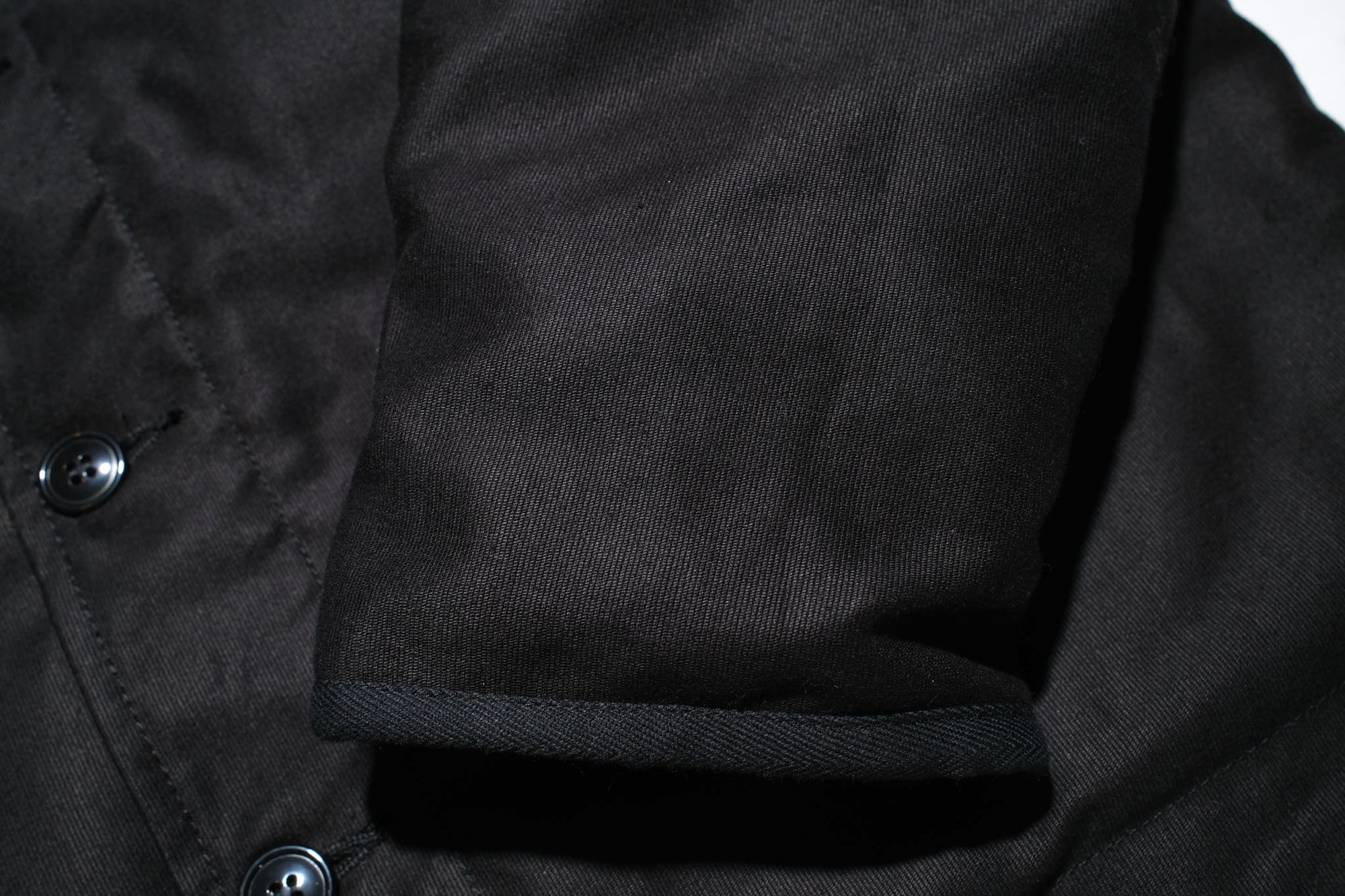 Stevenson Overall Co. Heavyweight Jungle Cloth "Navigateur" Hooded Deck Jacket (Solid Black)