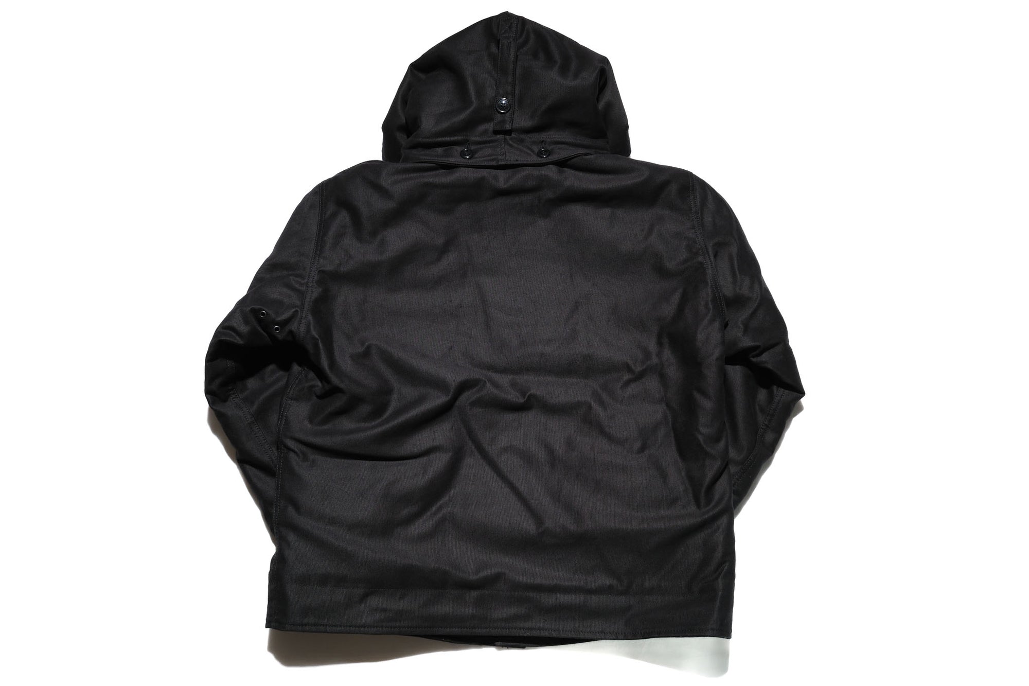 Stevenson Overall Co. Heavyweight Jungle Cloth "Navigateur" Hooded Deck Jacket (Solid Black)