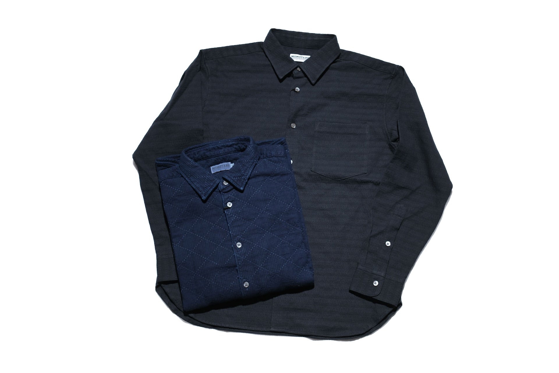 MOMOTARO JEANS 12oz "Stellar" Jacquard Sashiko Oxford Shirt (Black)