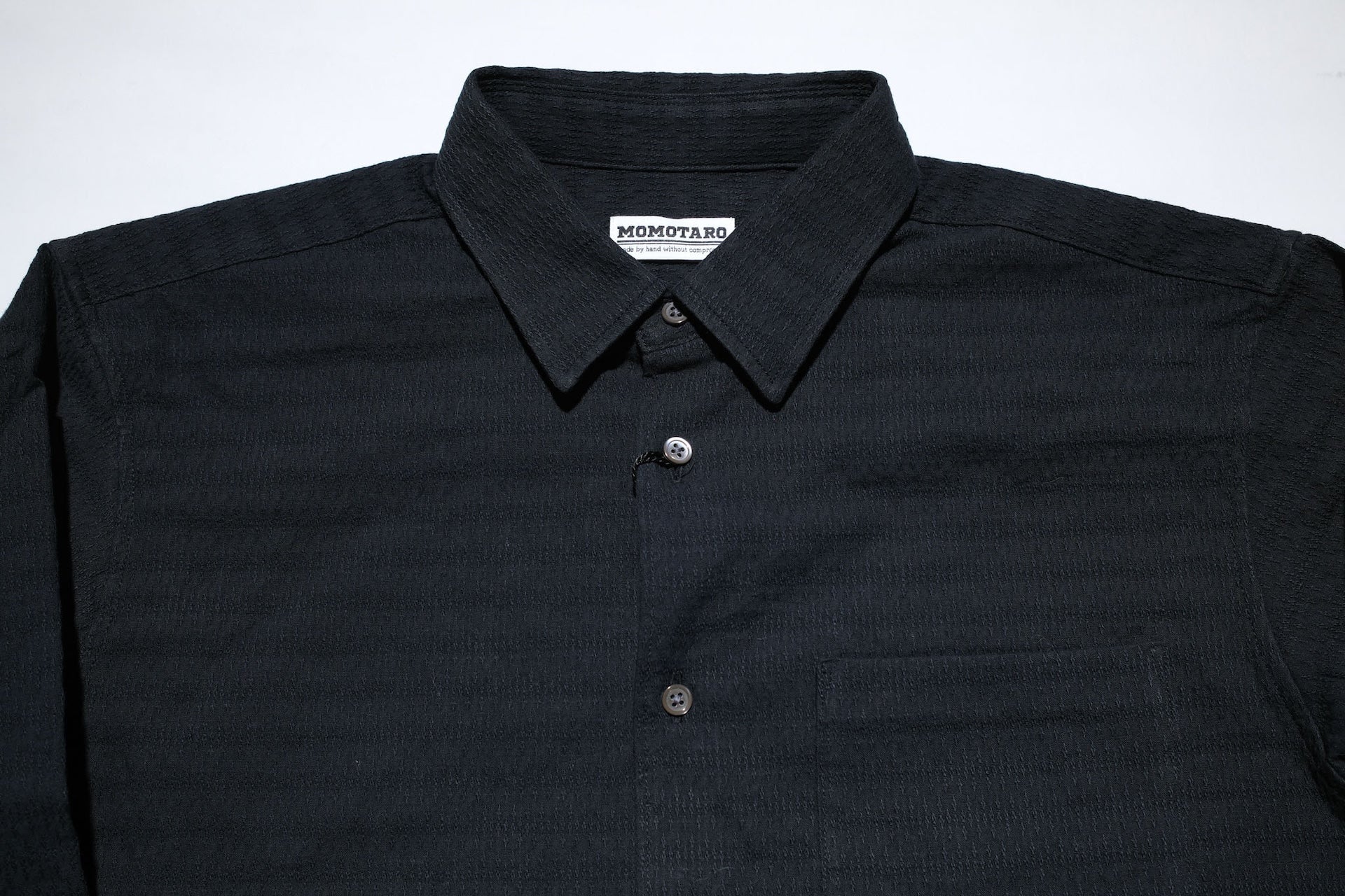 MOMOTARO JEANS 12oz "Stellar" Jacquard Sashiko Oxford Shirt (Black)