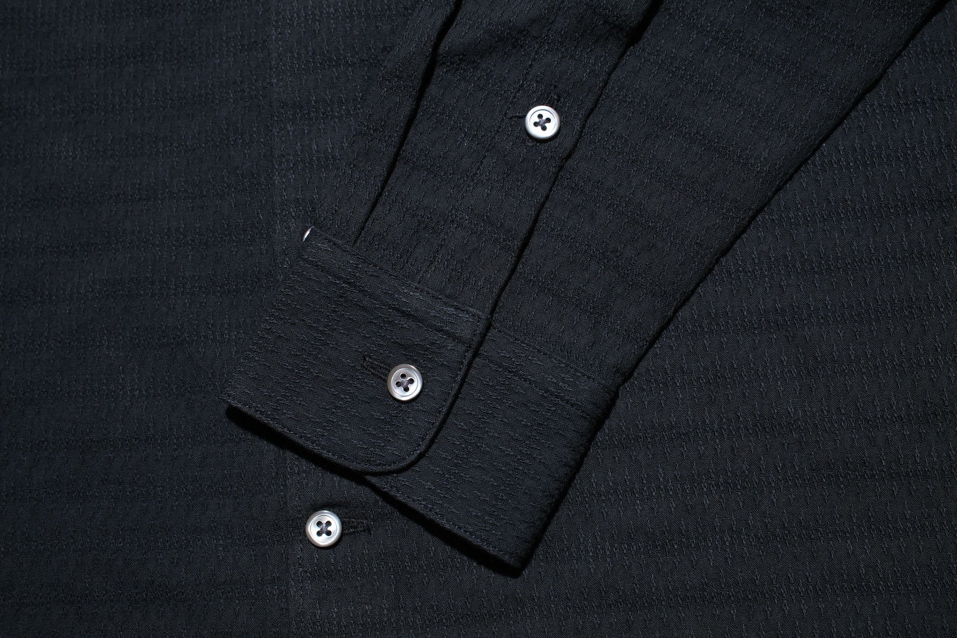 MOMOTARO JEANS 12oz "Stellar" Jacquard Sashiko Oxford Shirt (Black)
