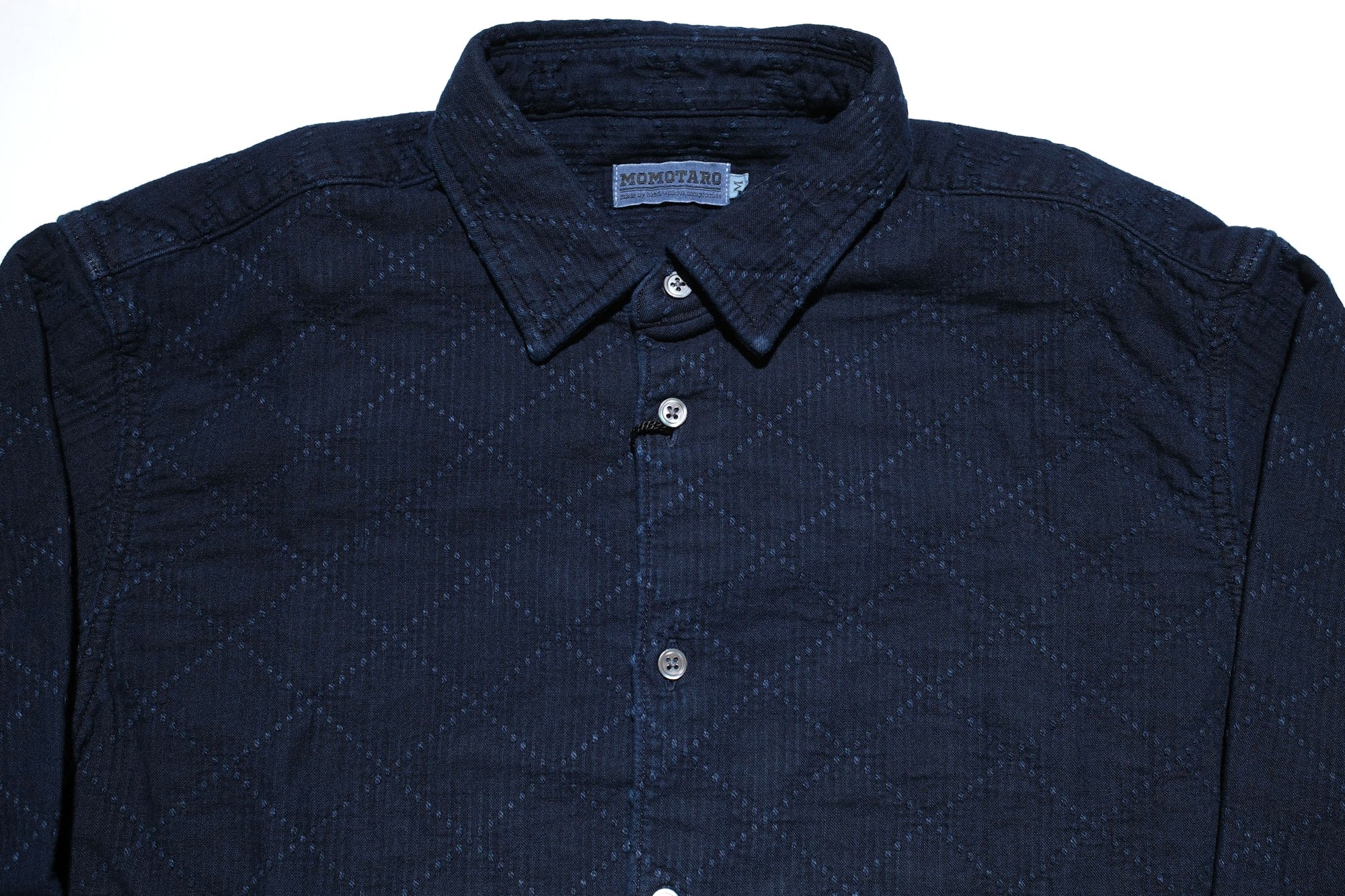 MOMOTARO JEANS 14oz Indigo Dyed "Diamond" Sashiko Oxford Shirt