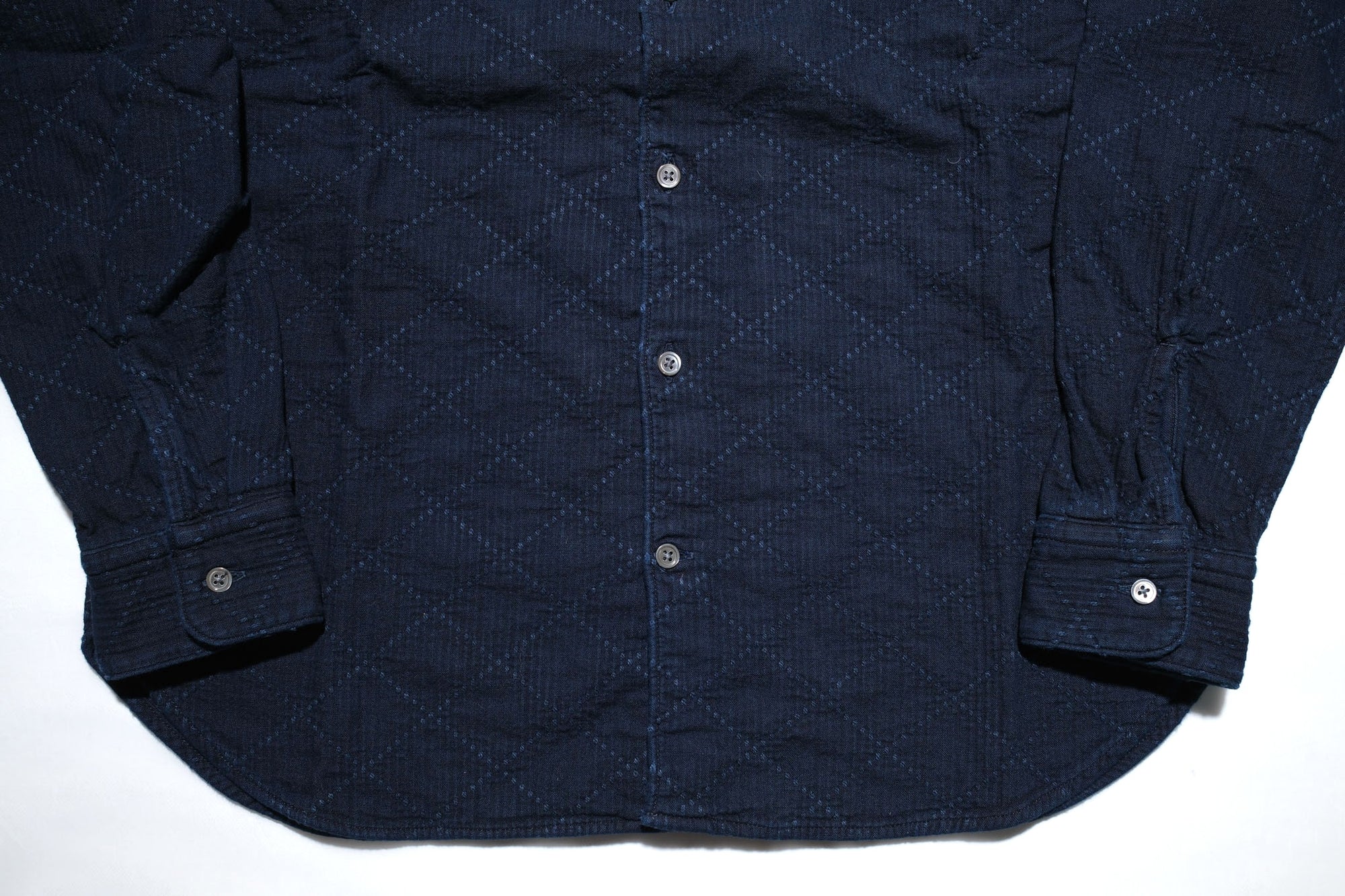 MOMOTARO JEANS 14oz Indigo Dyed "Diamond" Sashiko Oxford Shirt