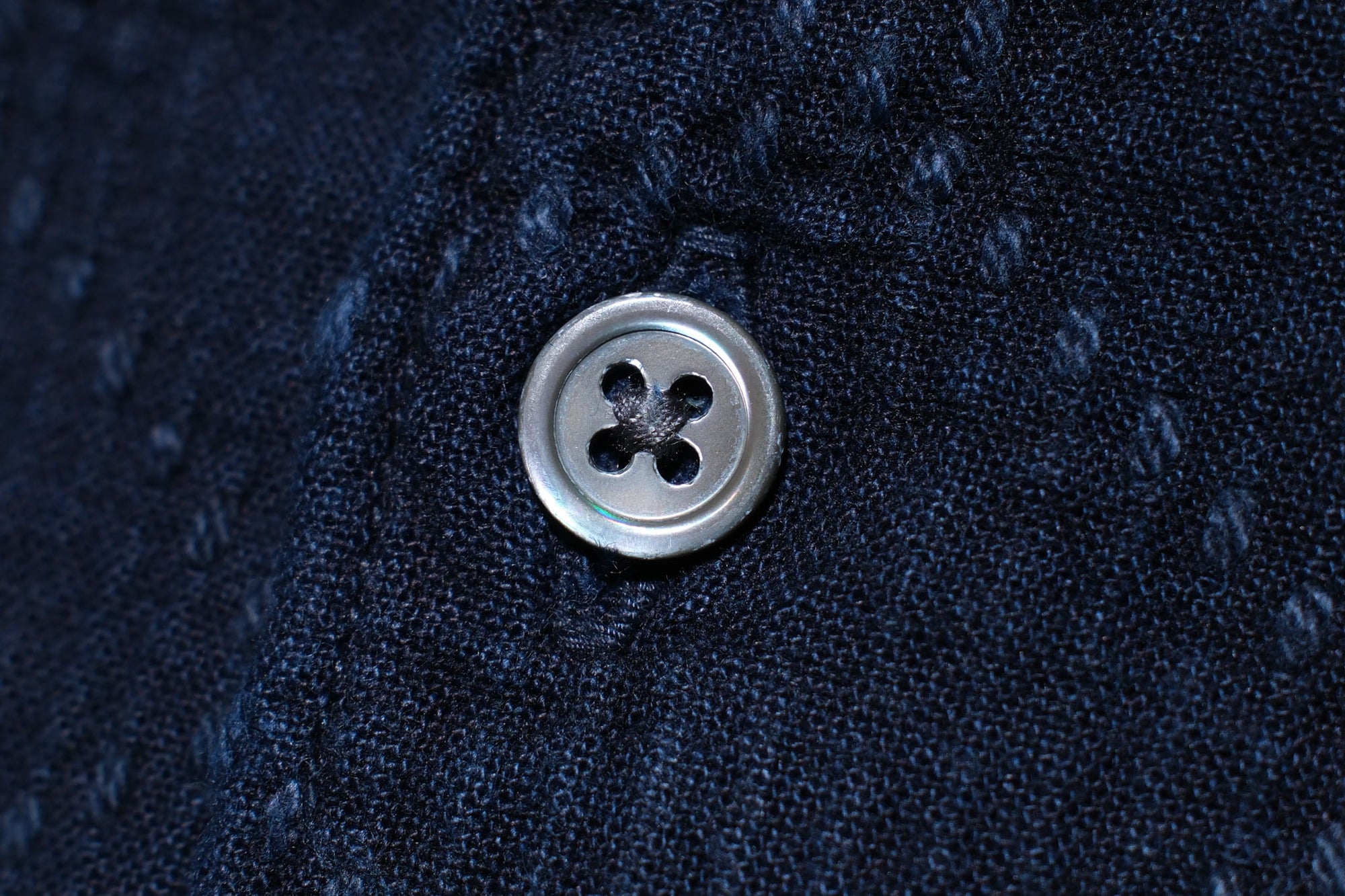 MOMOTARO JEANS 14oz Indigo Dyed "Diamond" Sashiko Oxford Shirt