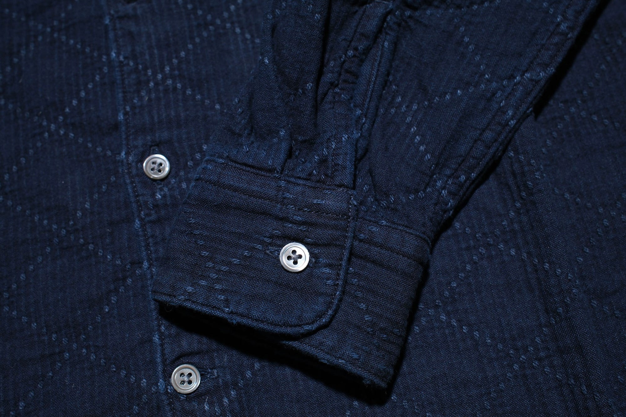MOMOTARO JEANS 14oz Indigo Dyed "Diamond" Sashiko Oxford Shirt