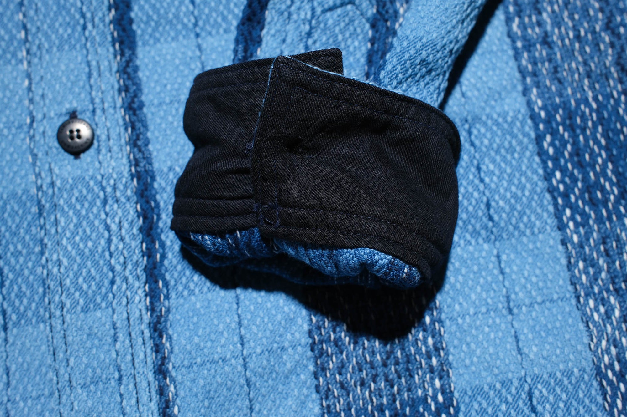 Samurai 12oz Natural Indigo Dyed "Rain Kasuri" Sashiko Work Shirt