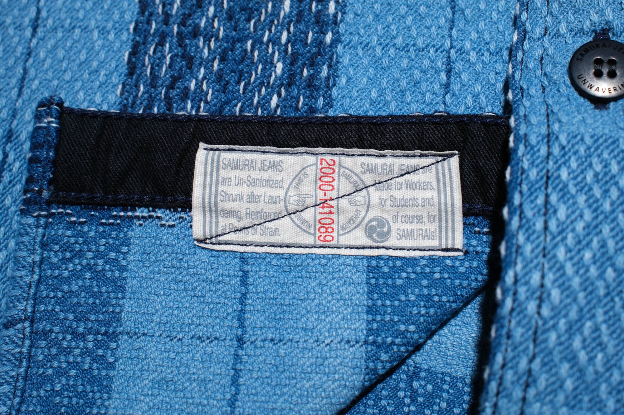 Samurai 12oz Natural Indigo Dyed "Rain Kasuri" Sashiko Work Shirt
