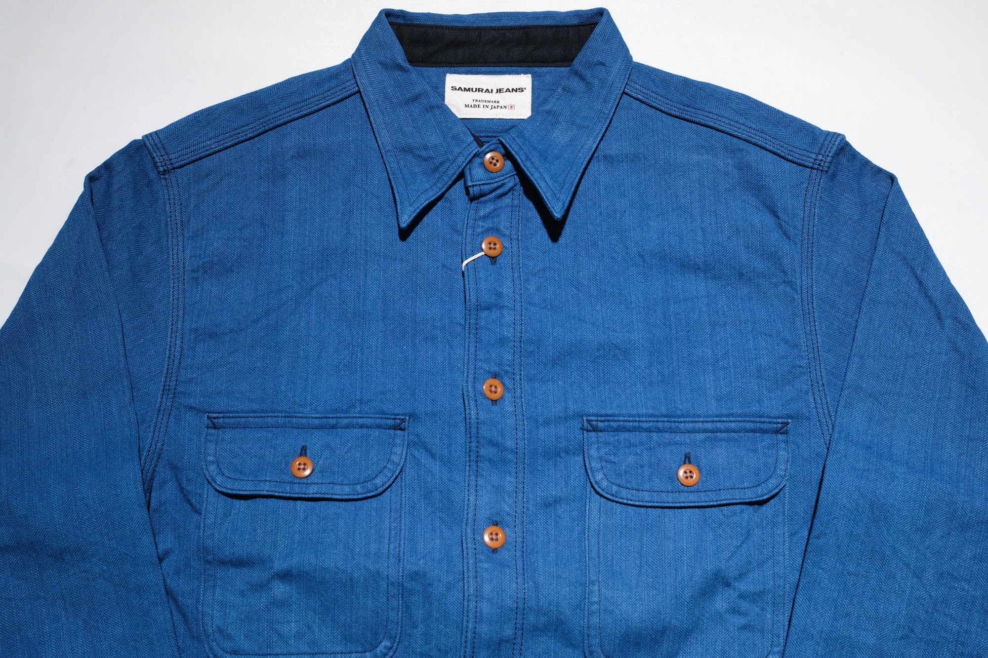Samurai 10oz Natural Indigo Dyed HBT Work Shirt