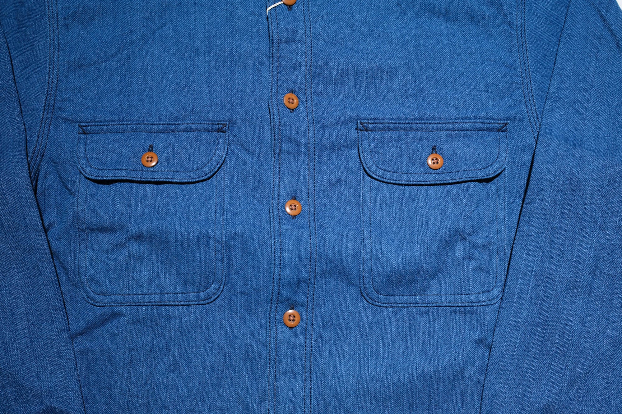 Samurai 10oz Natural Indigo Dyed HBT Work Shirt