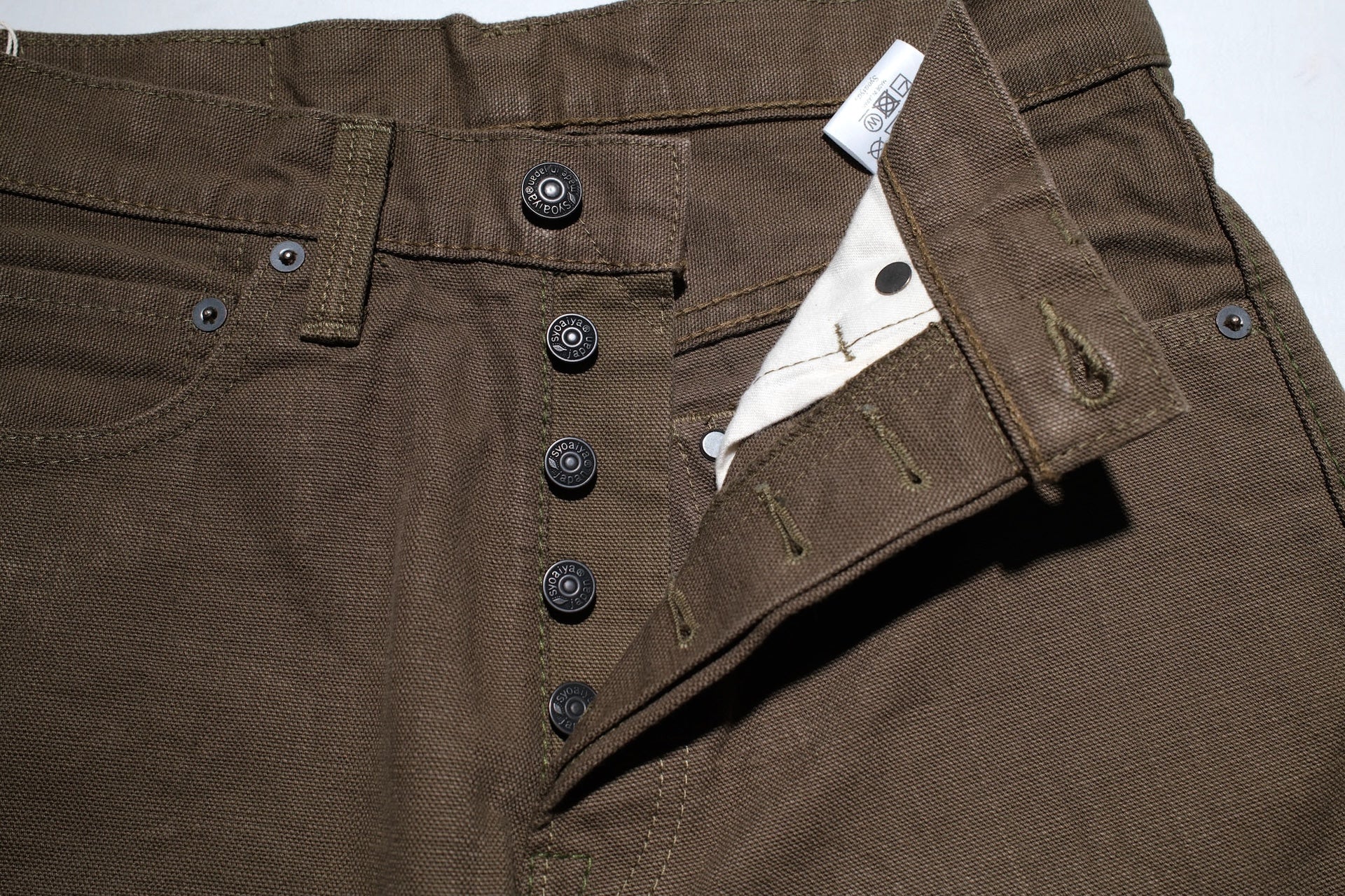 Pure Blue Japan 13.5oz Duck Canvas Trousers (Olive)