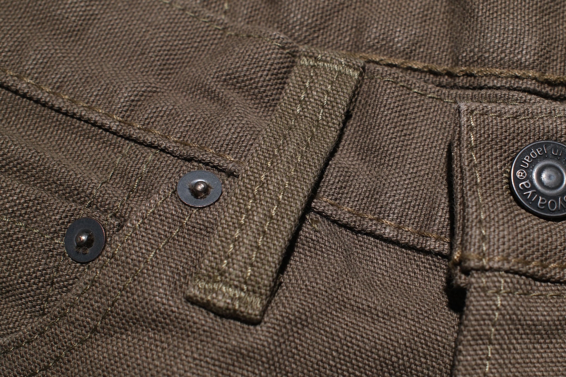 Pure Blue Japan 13.5oz Duck Canvas Trousers (Olive)