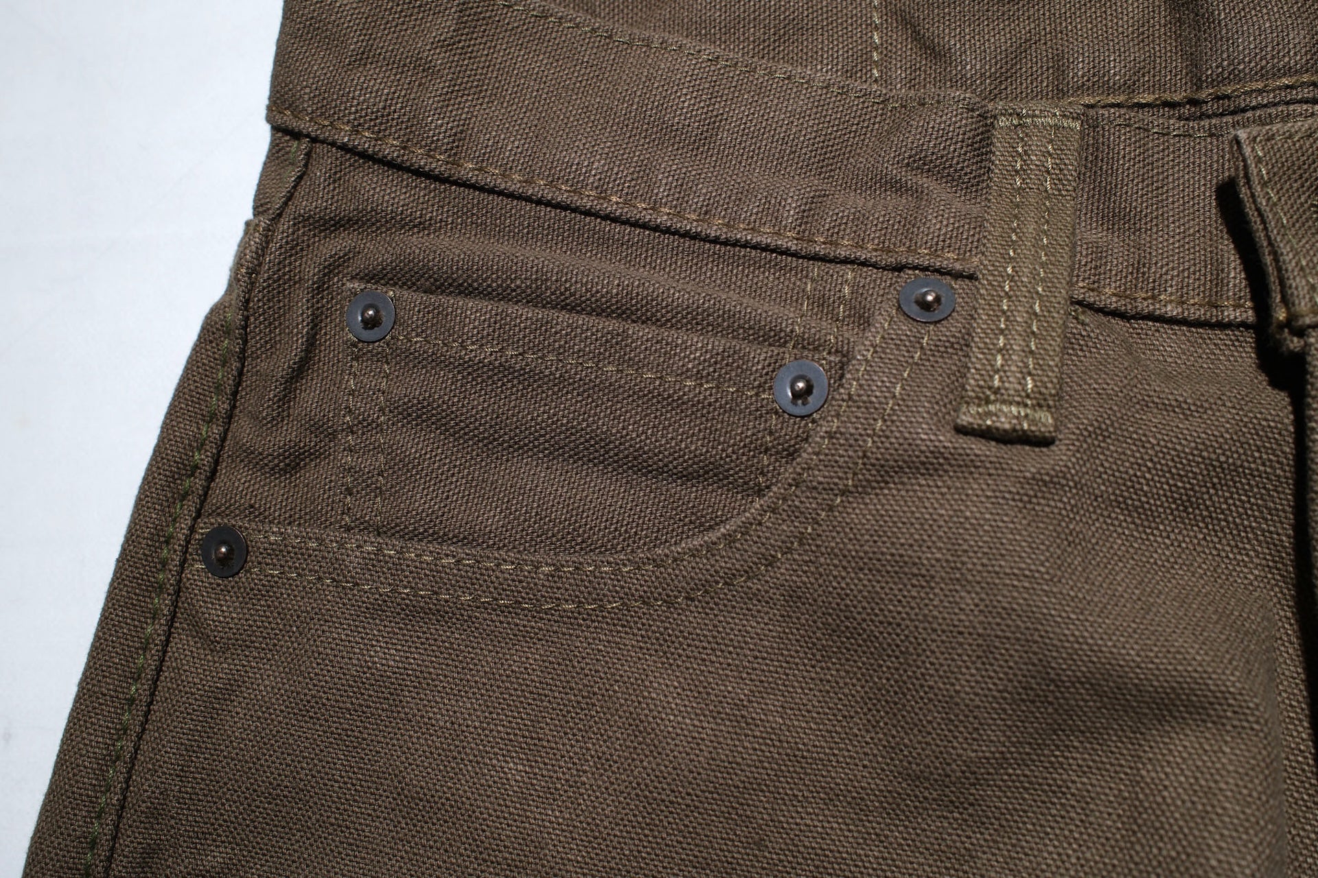 Pure Blue Japan 13.5oz Duck Canvas Trousers (Olive)
