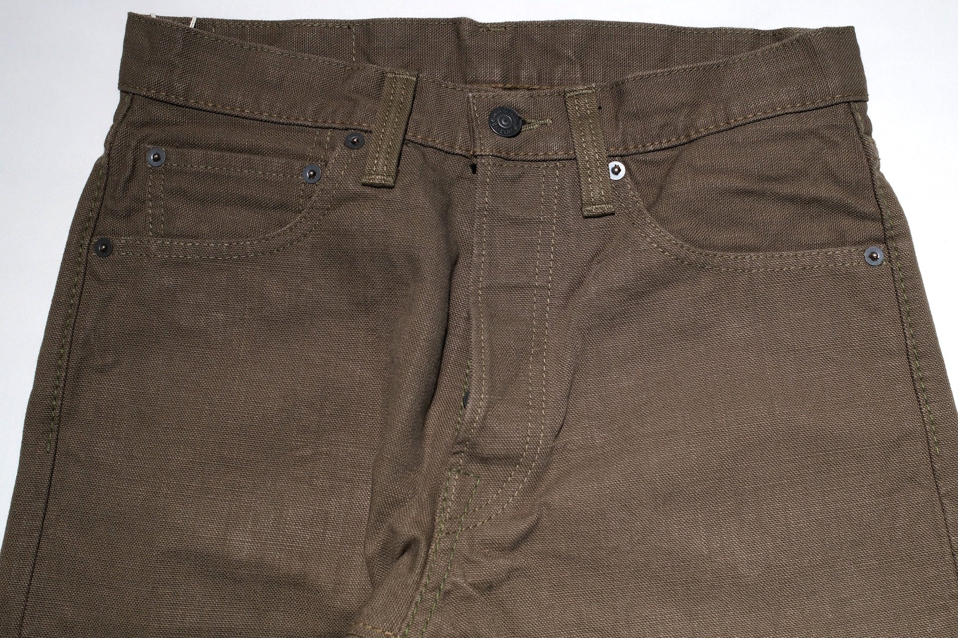 Pure Blue Japan 13.5oz Duck Canvas Trousers (Olive)