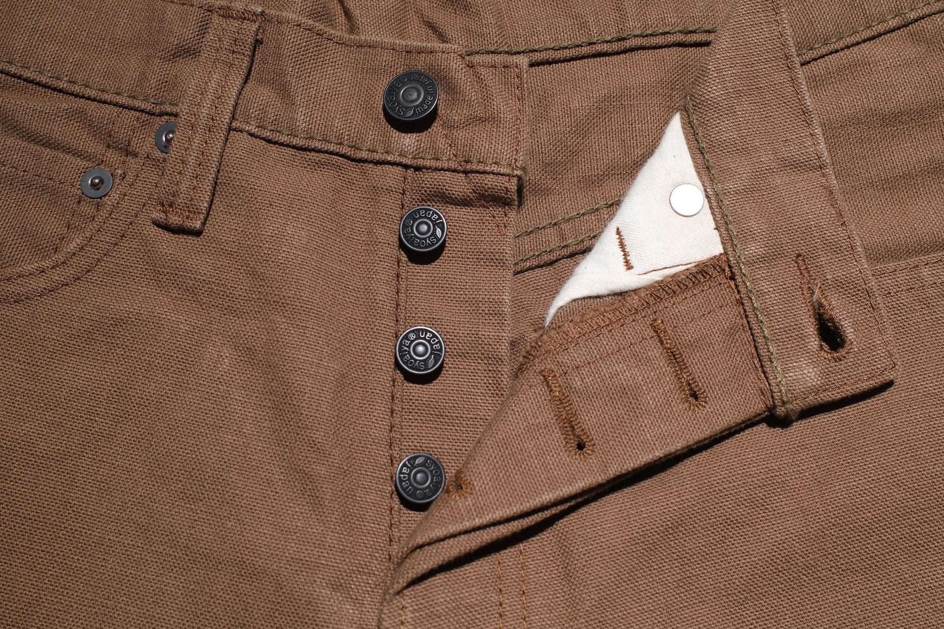 Pure Blue Japan 13.5oz Duck Canvas Trousers (Khaki)