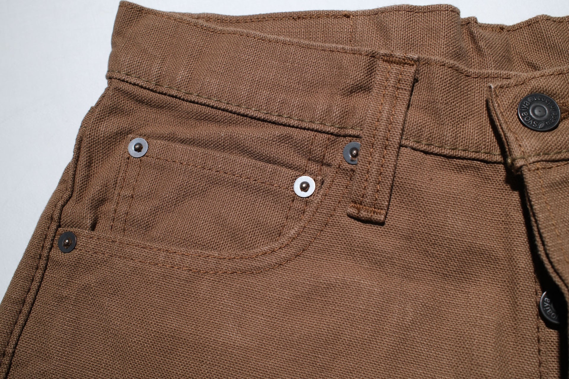 Pure Blue Japan 13.5oz Duck Canvas Trousers (Khaki)
