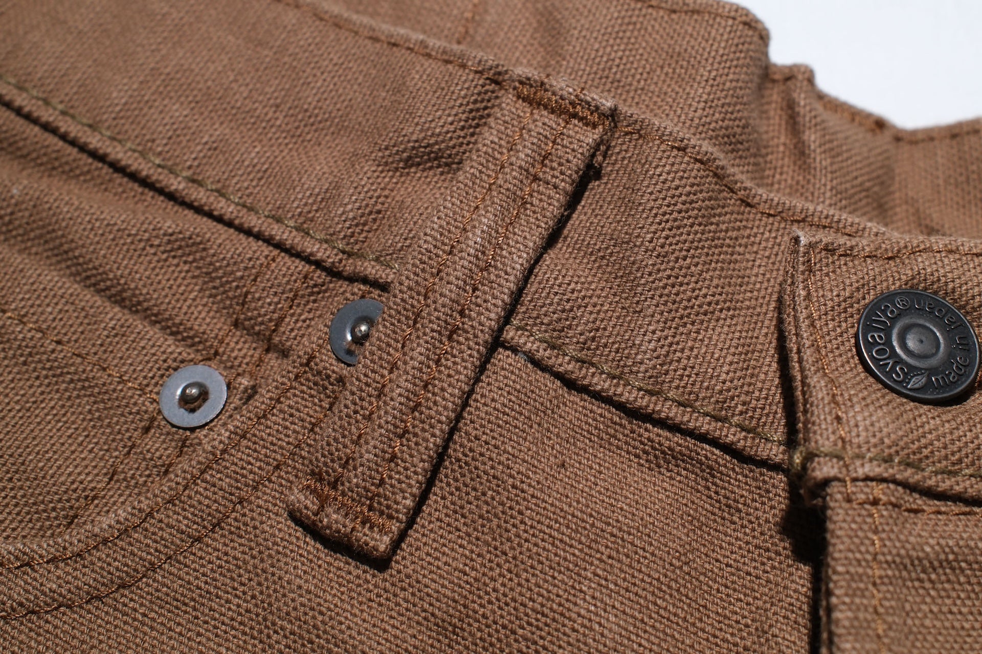 Pure Blue Japan 13.5oz Duck Canvas Trousers (Khaki)